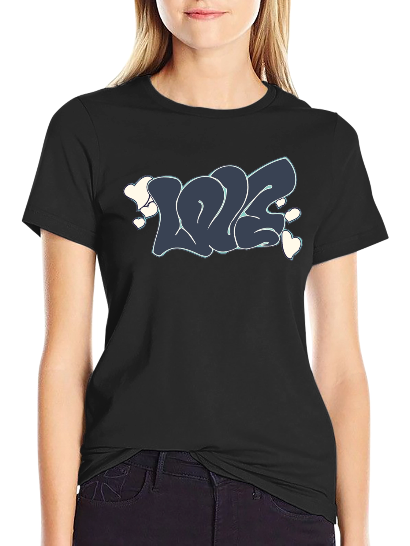 Love Graffiti T-Shirt - Stylish Black Tee