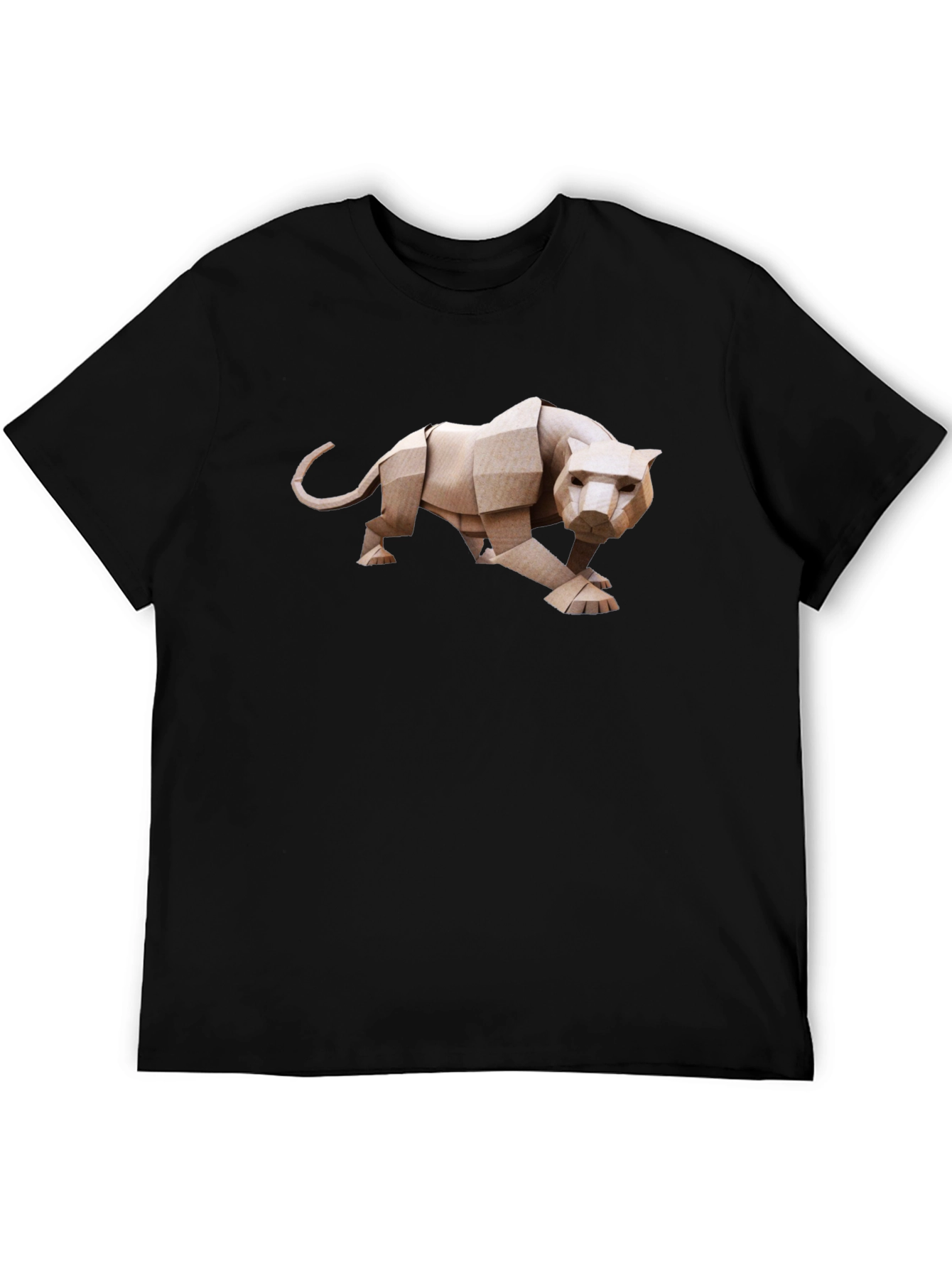 Origami Panther Graphic Tee - Black Cotton T-Shirt