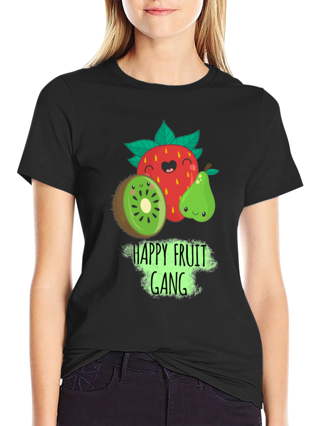 Happy Fruit Gang Black Graphic Tee