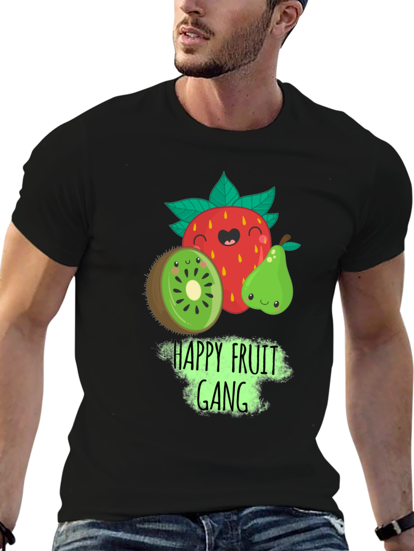 Happy Fruit Gang Black Graphic Tee