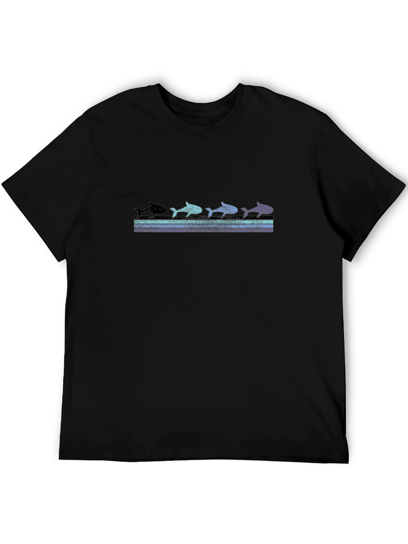 Retro Shark Evolution Black Graphic Tee