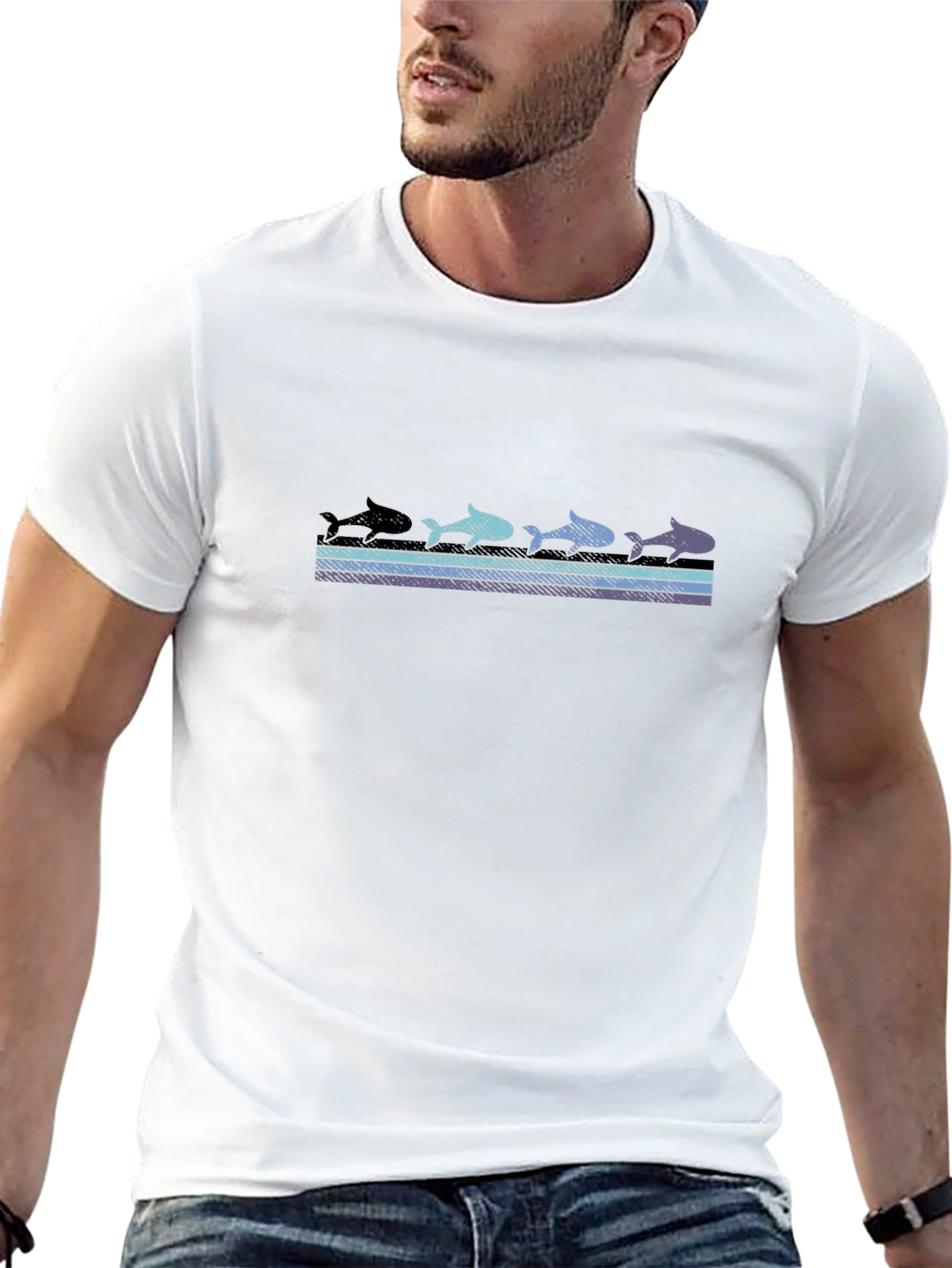 Retro Shark Evolution Black Graphic Tee