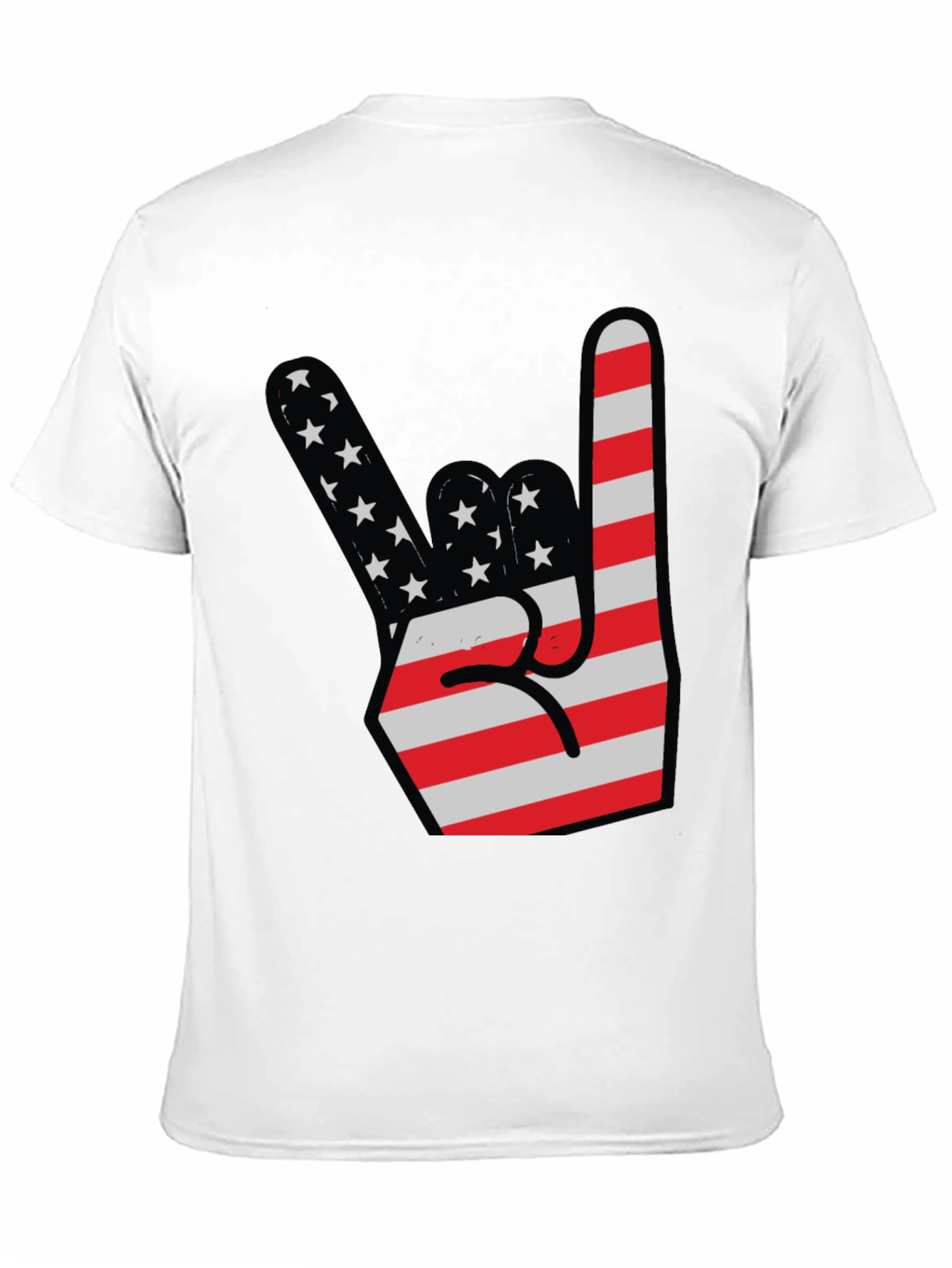 USA Flag Rock On Hand Gesture Graphic Tee