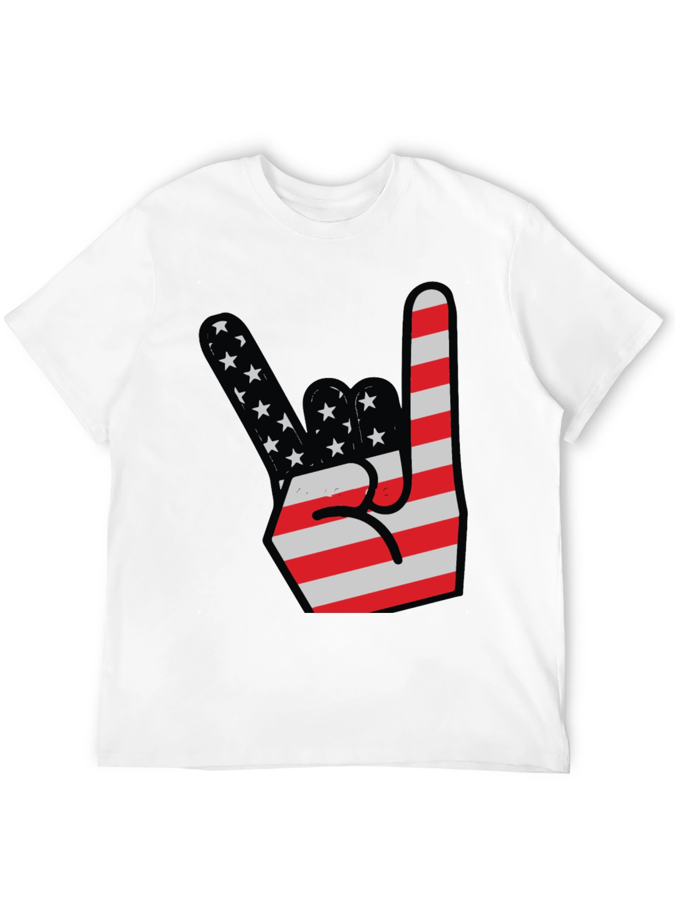 USA Flag Rock On Hand Gesture Graphic Tee