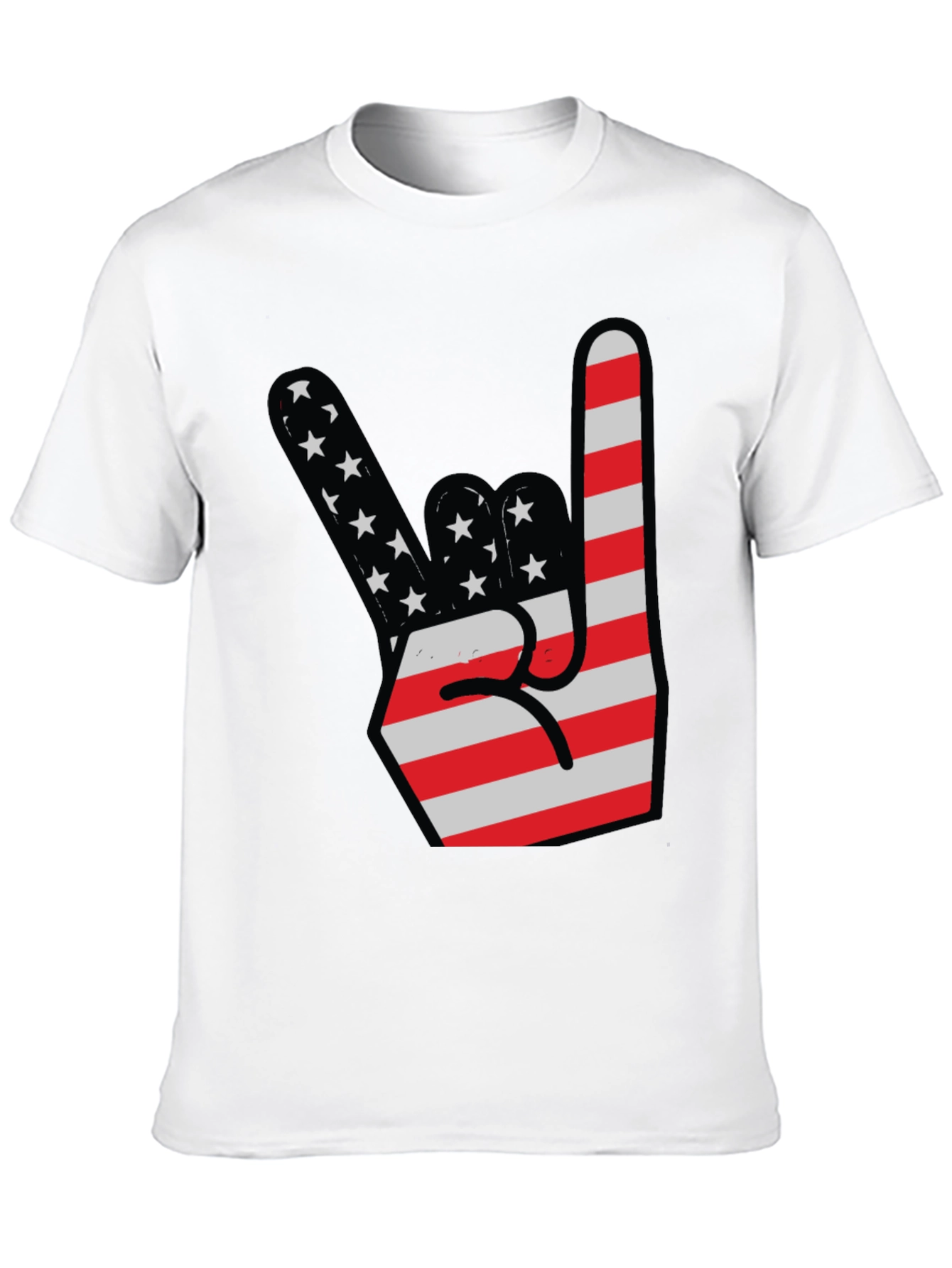 USA Flag Rock On Hand Gesture Graphic Tee