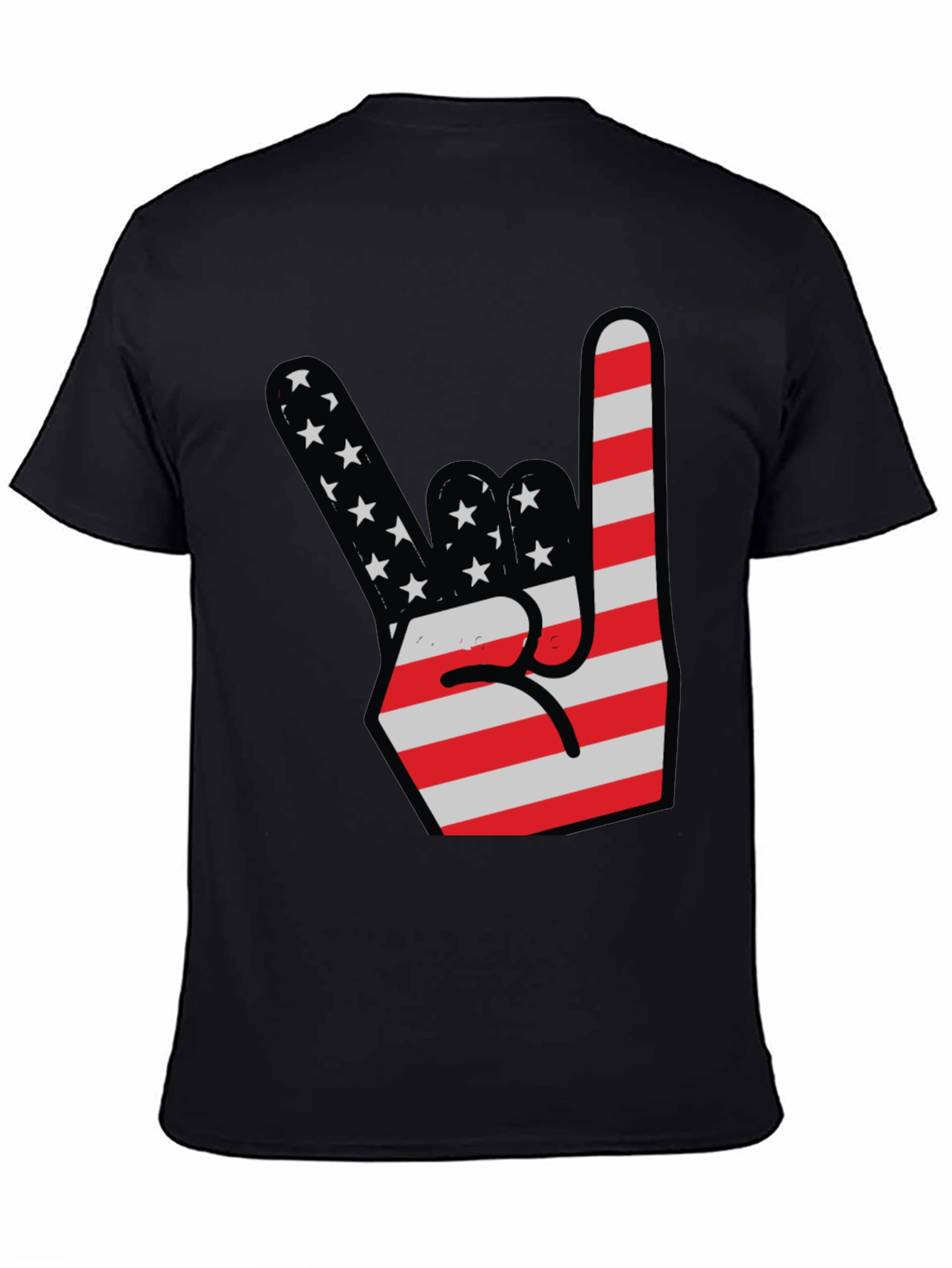 USA Flag Rock On Hand Gesture Graphic Tee