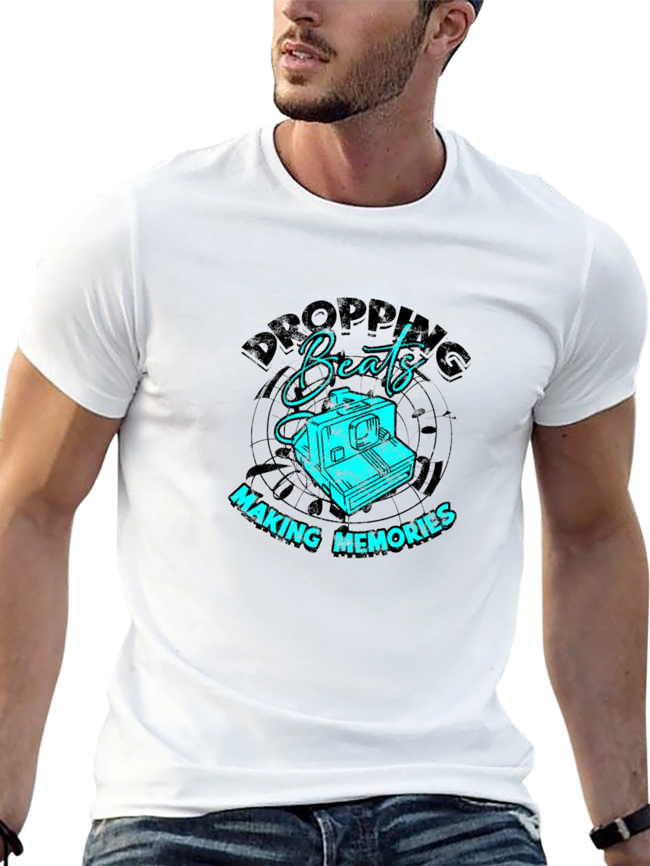 Dropping Beats Black Graphic Tee