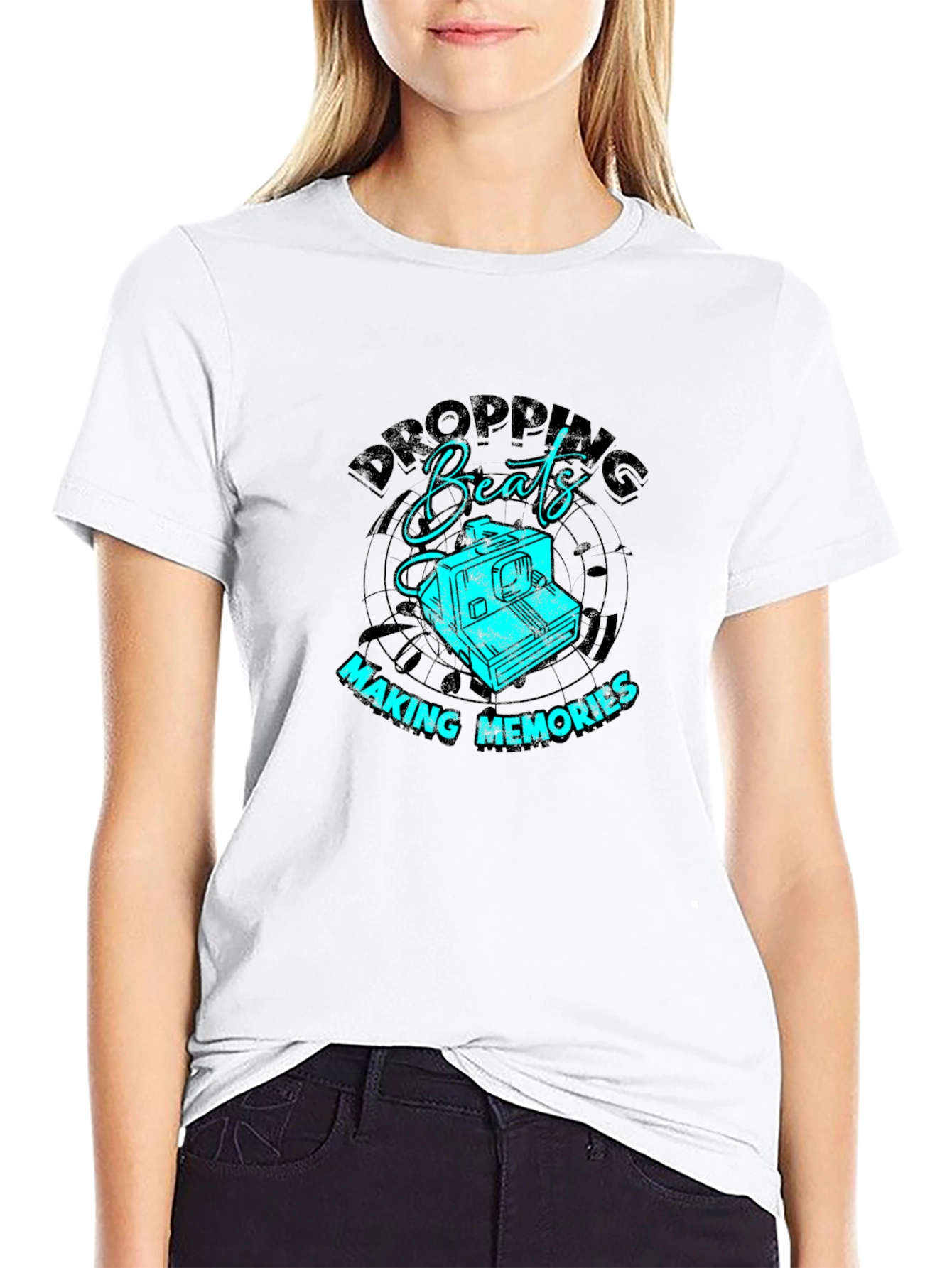 Dropping Beats Black Graphic Tee