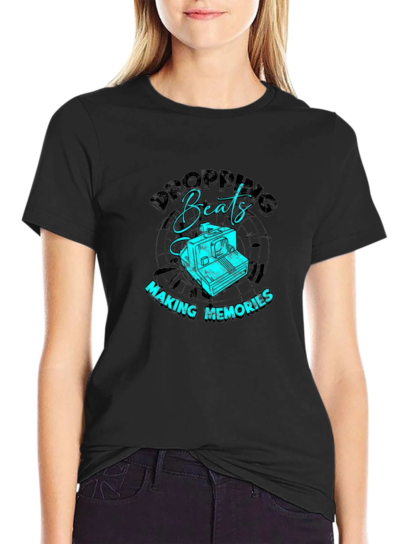 Dropping Beats Black Graphic Tee