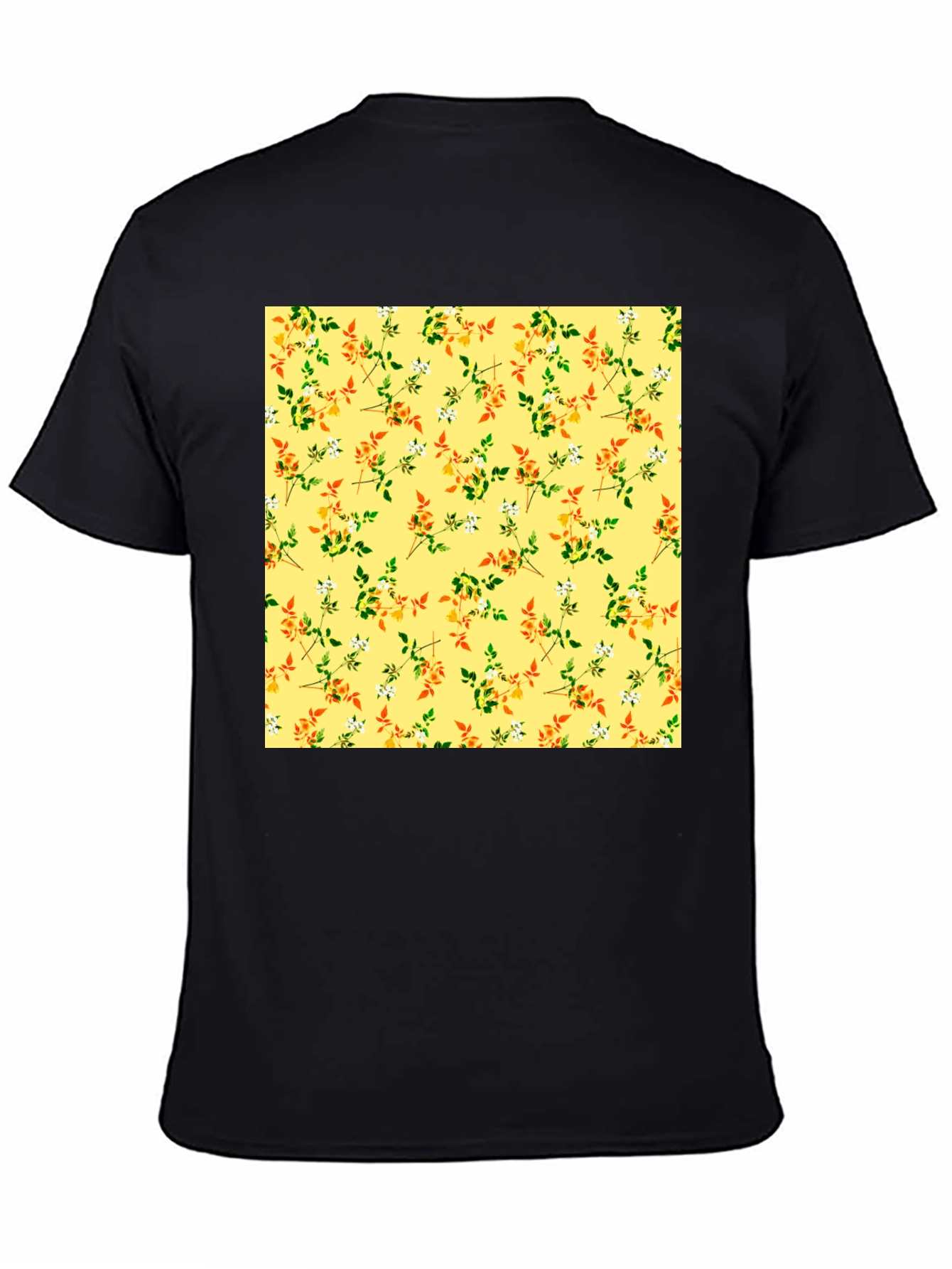 Floral Patterned Black T-Shirt