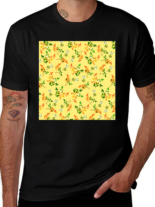 Floral Patterned Black T-Shirt