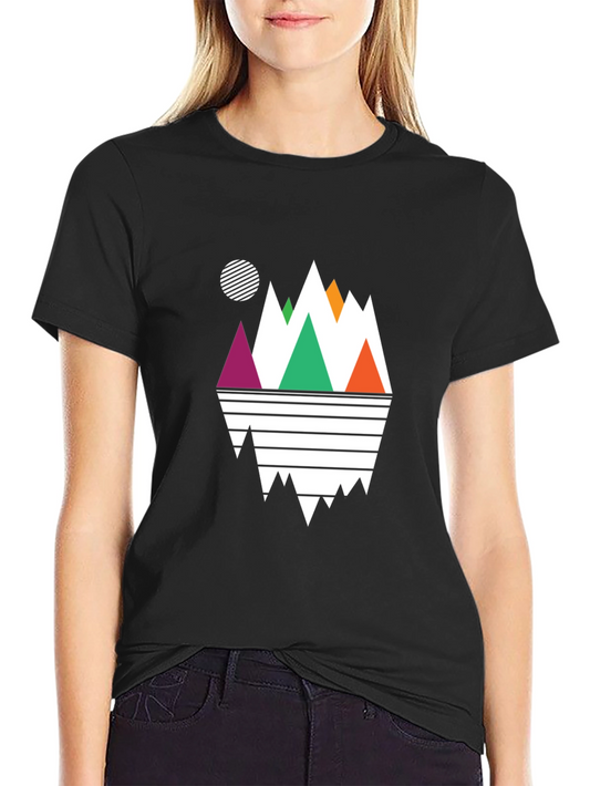 Geometric Mountain Graphic Tee - Black