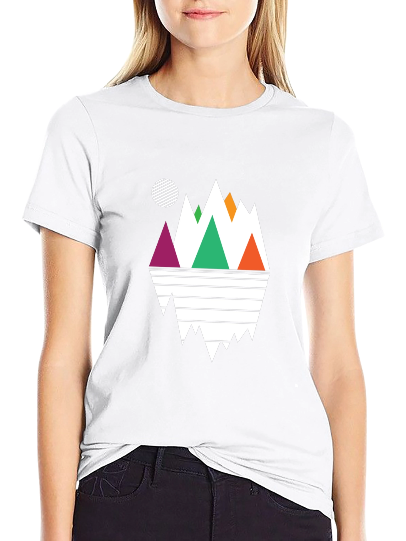Geometric Mountain Graphic Tee - Black