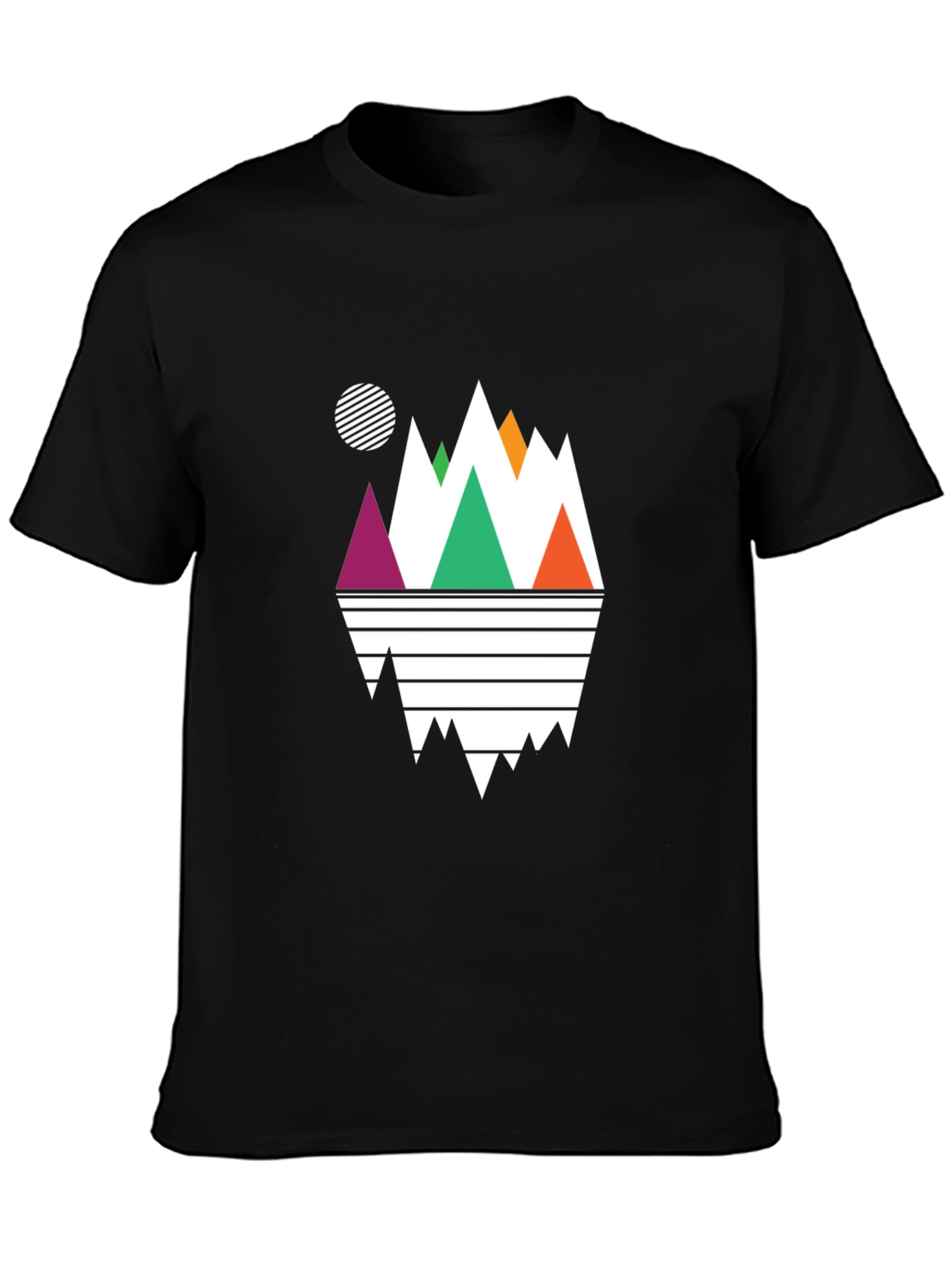 Geometric Mountain Graphic Tee - Black