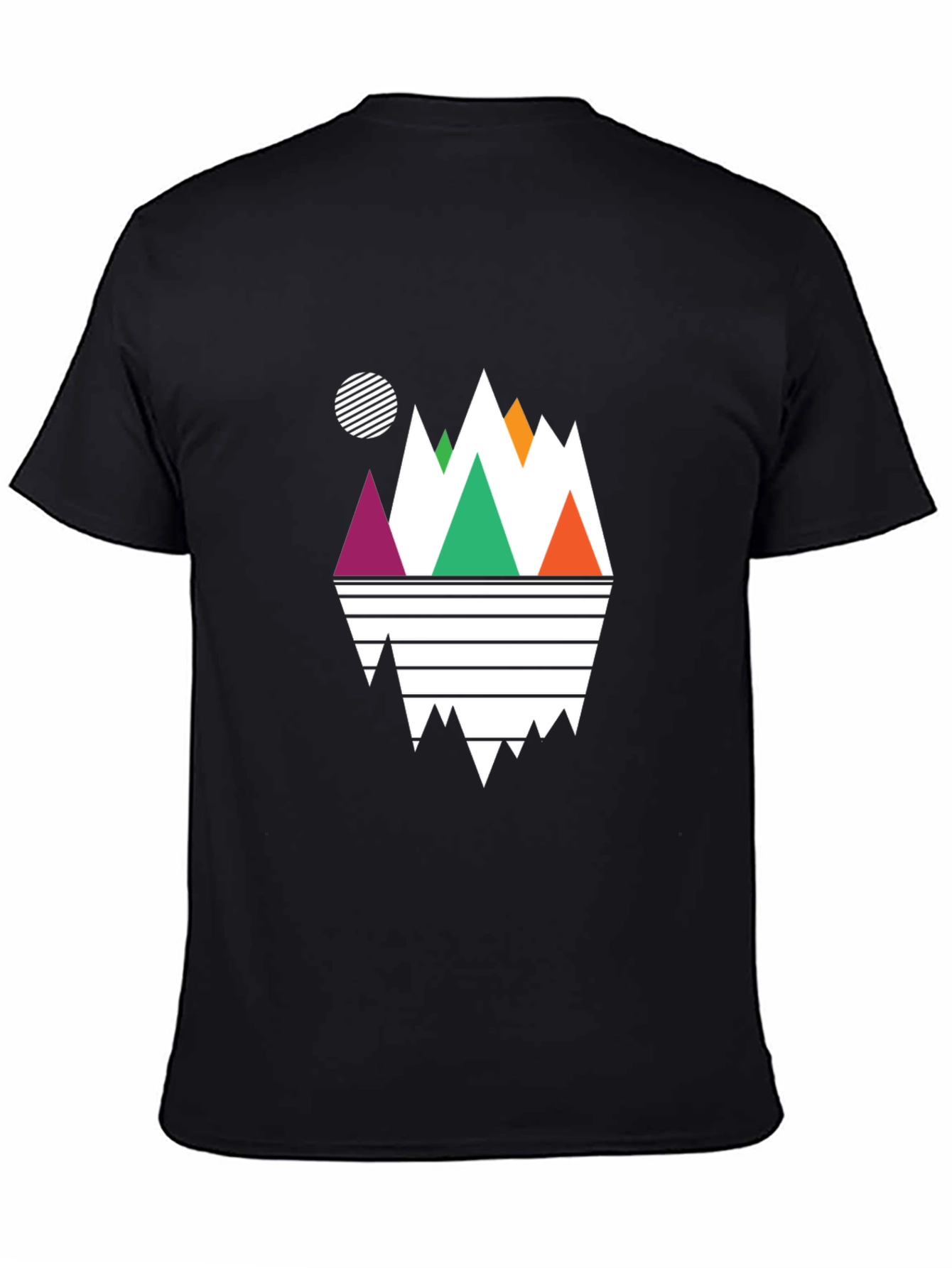 Geometric Mountain Graphic Tee - Black