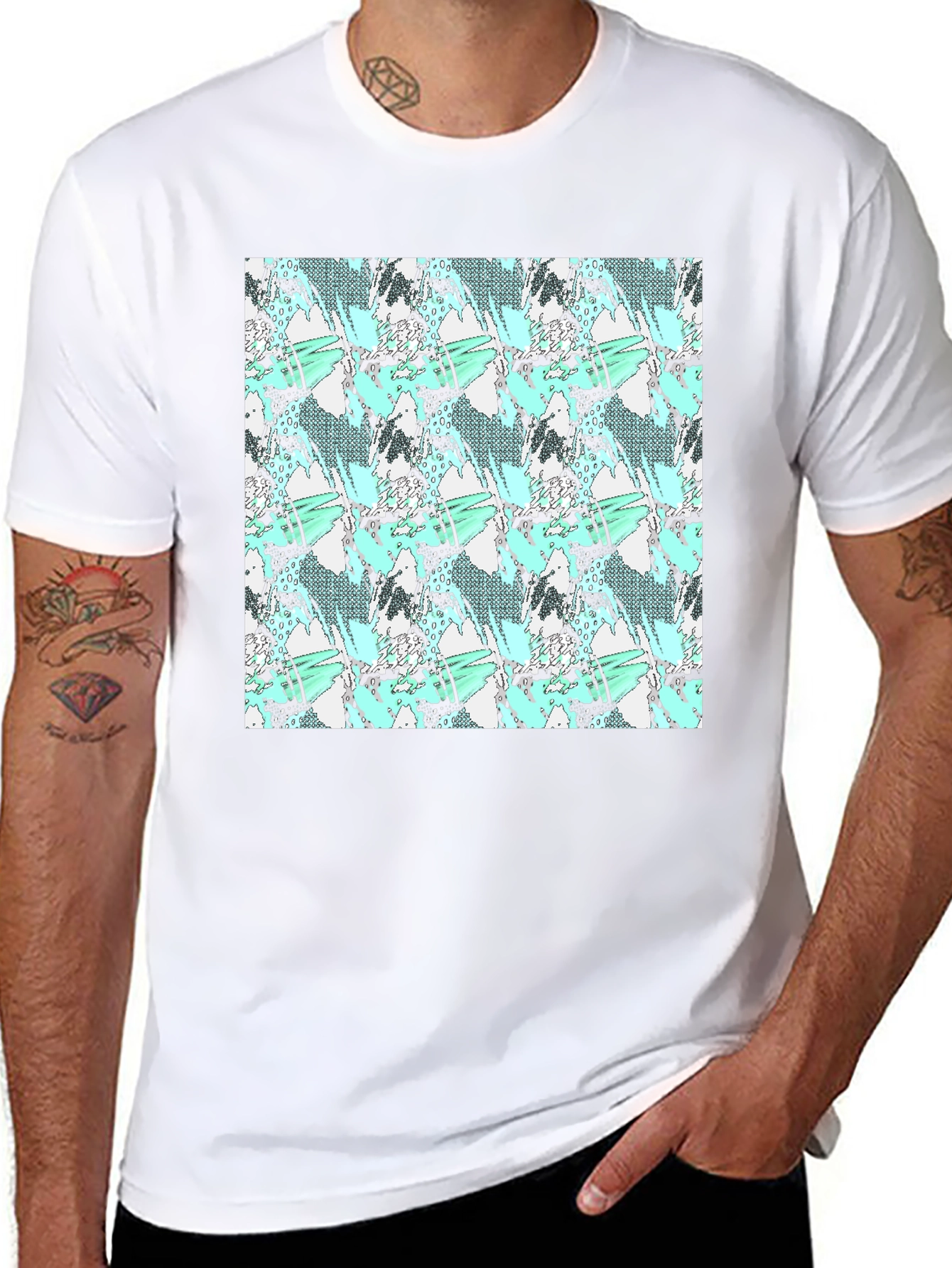 Abstract Print Black Tee
