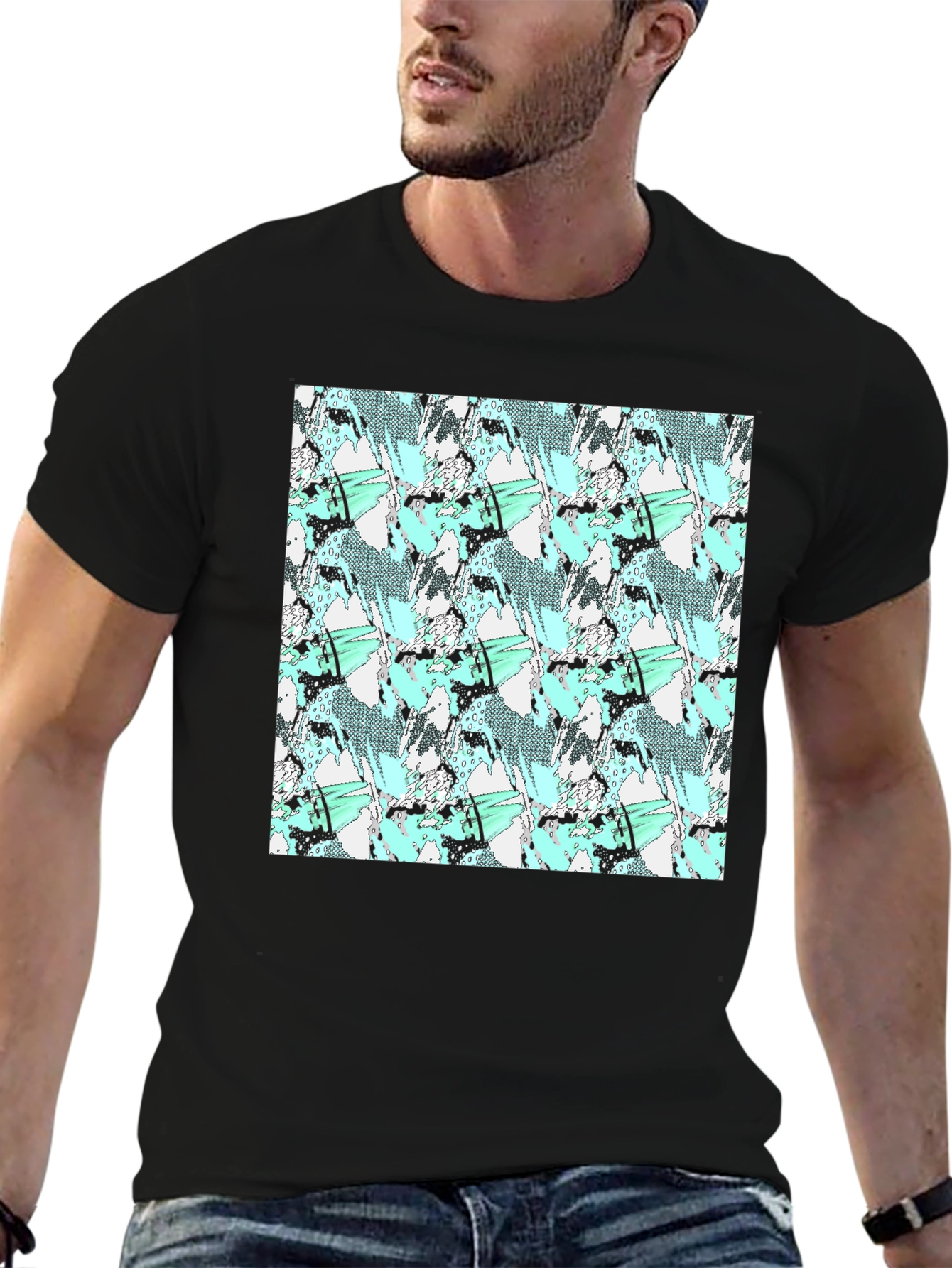 Abstract Print Black Tee