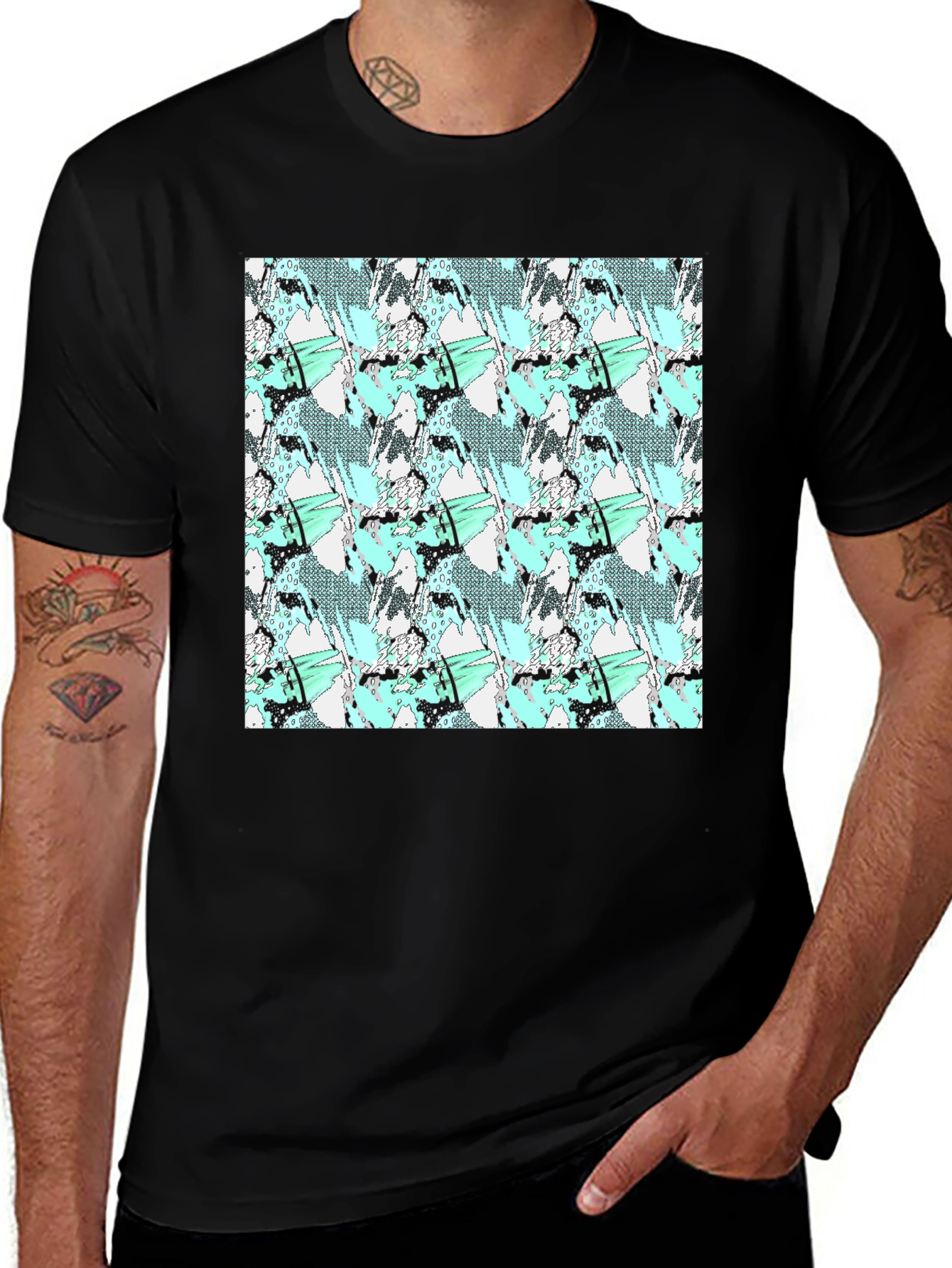 Abstract Print Black Tee