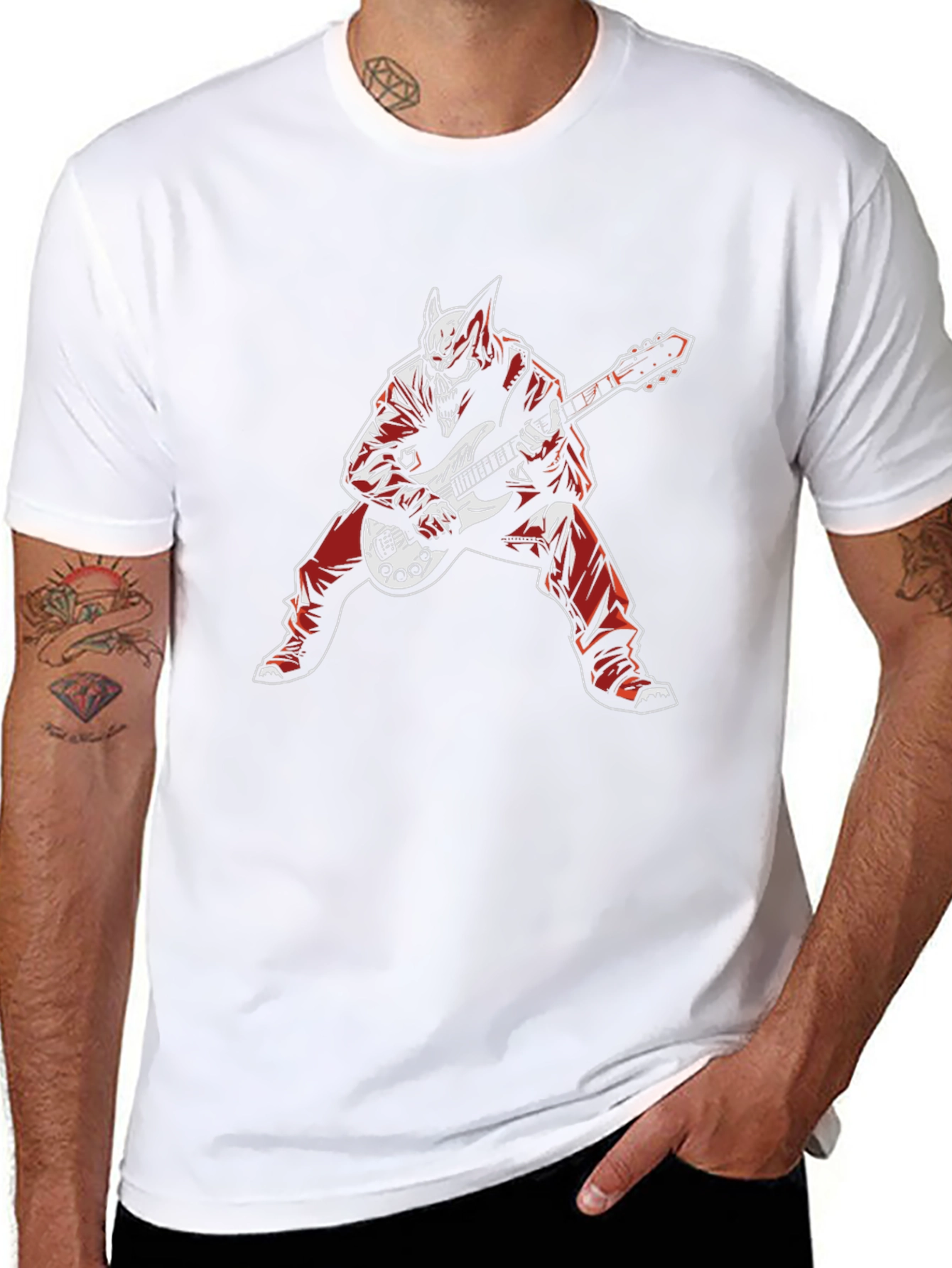 Skull Guitar Player Graphic Tee