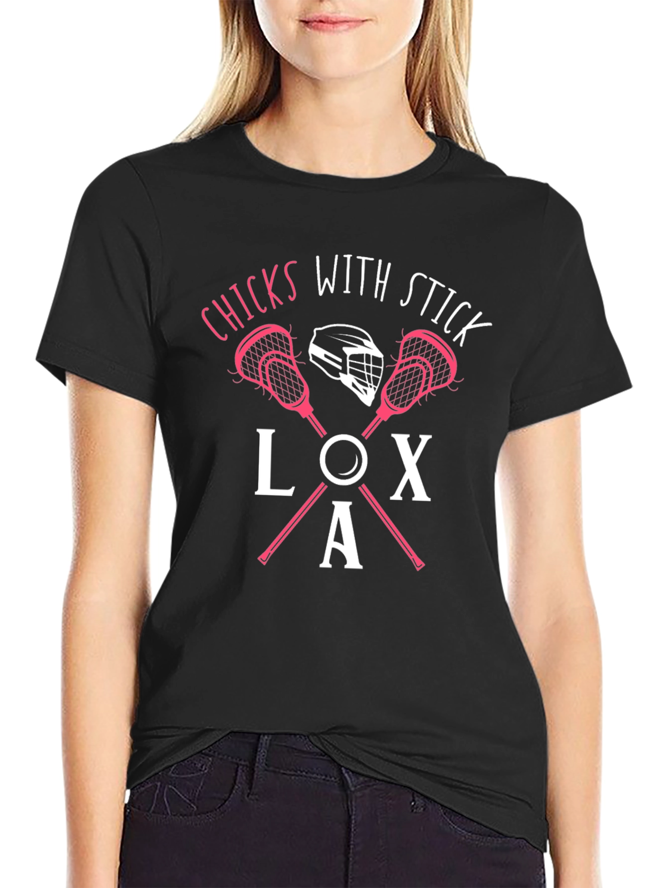 Chicks With Sticks Lacrosse Graphic Tee - Black