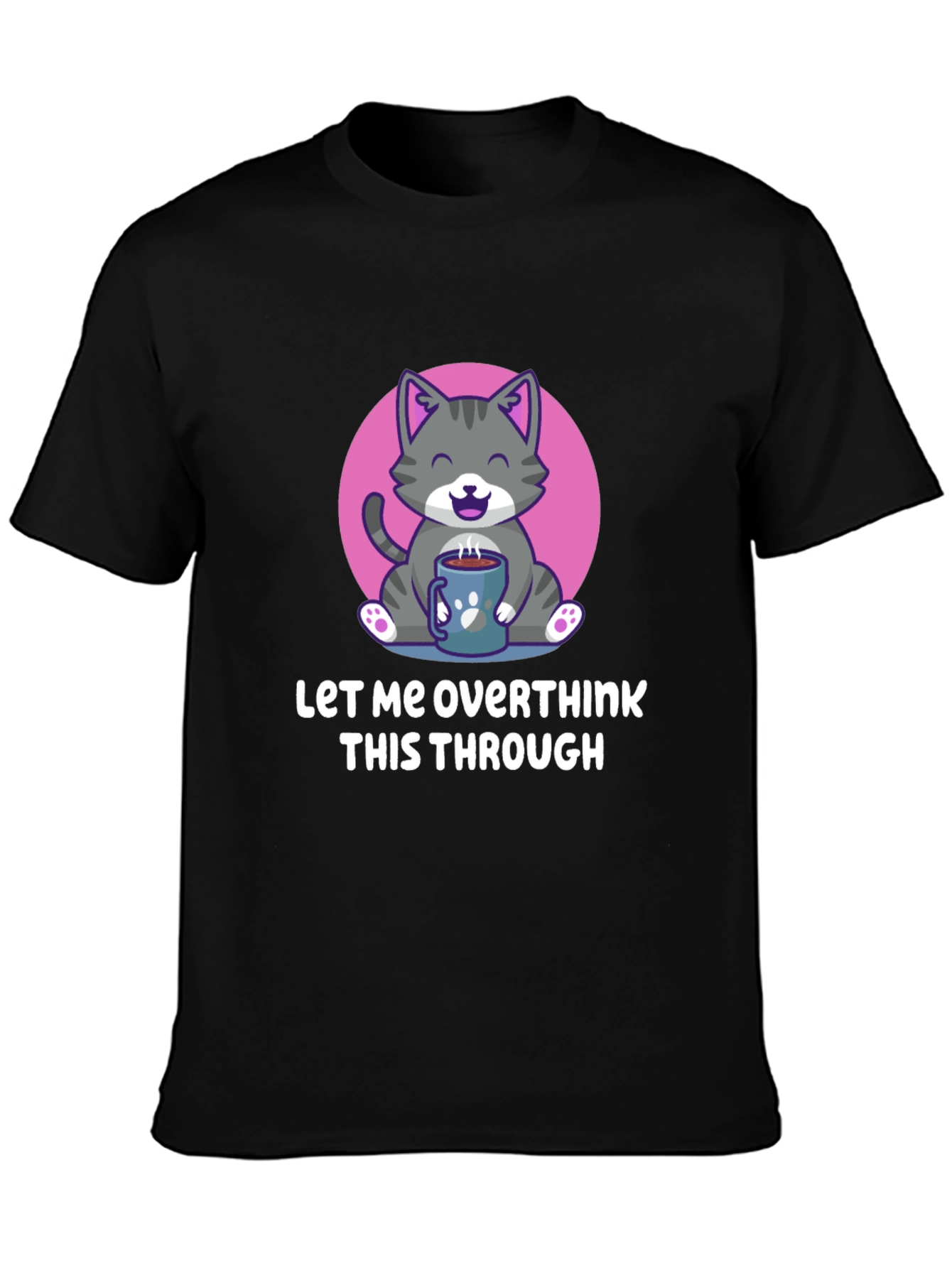 Overthinking Cat T-Shirt - Coffee Lover Tee