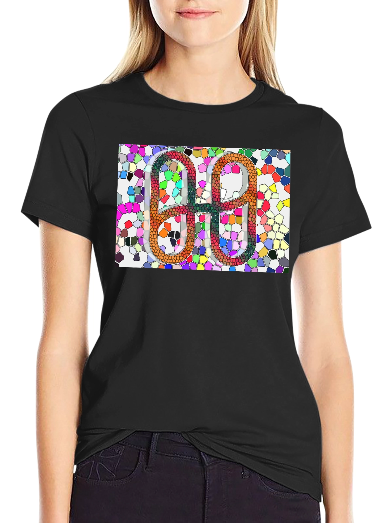 Geometric Mosaic Graphic Tee - Modern Abstract Art Shirt
