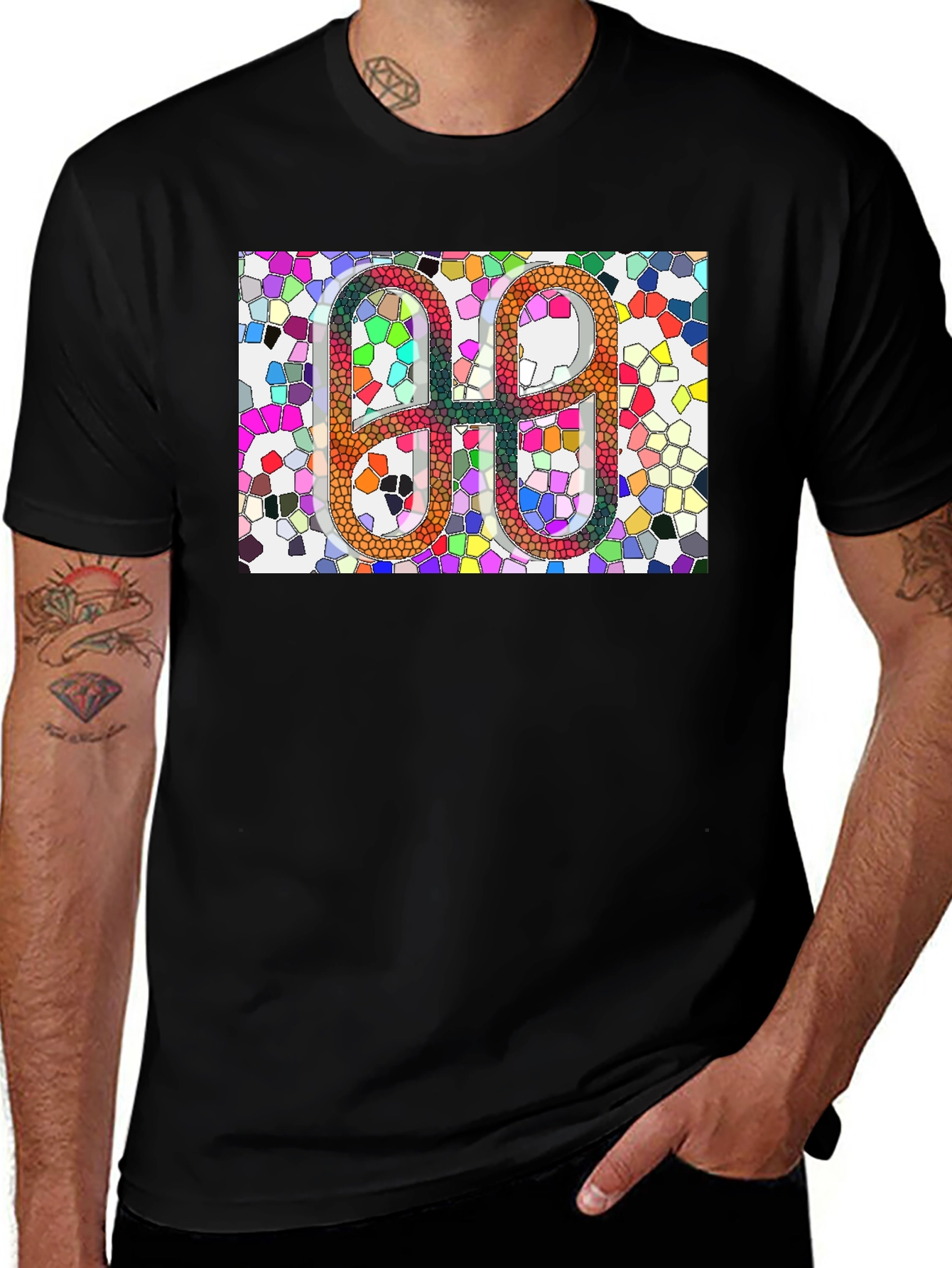 Geometric Mosaic Graphic Tee - Modern Abstract Art Shirt