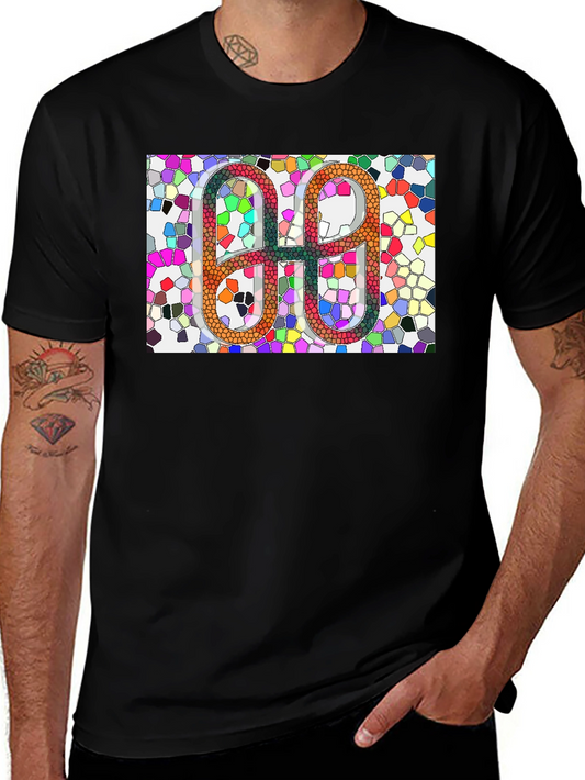 Geometric Mosaic Graphic Tee - Modern Abstract Art Shirt