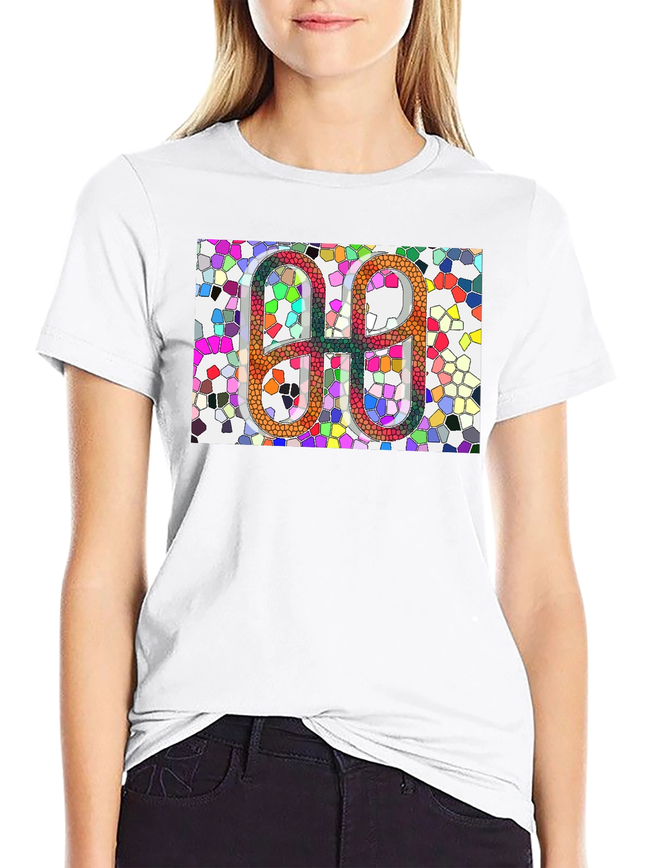 Geometric Mosaic Graphic Tee - Modern Abstract Art Shirt