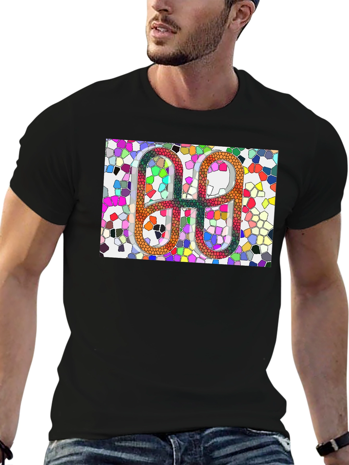 Geometric Mosaic Graphic Tee - Modern Abstract Art Shirt