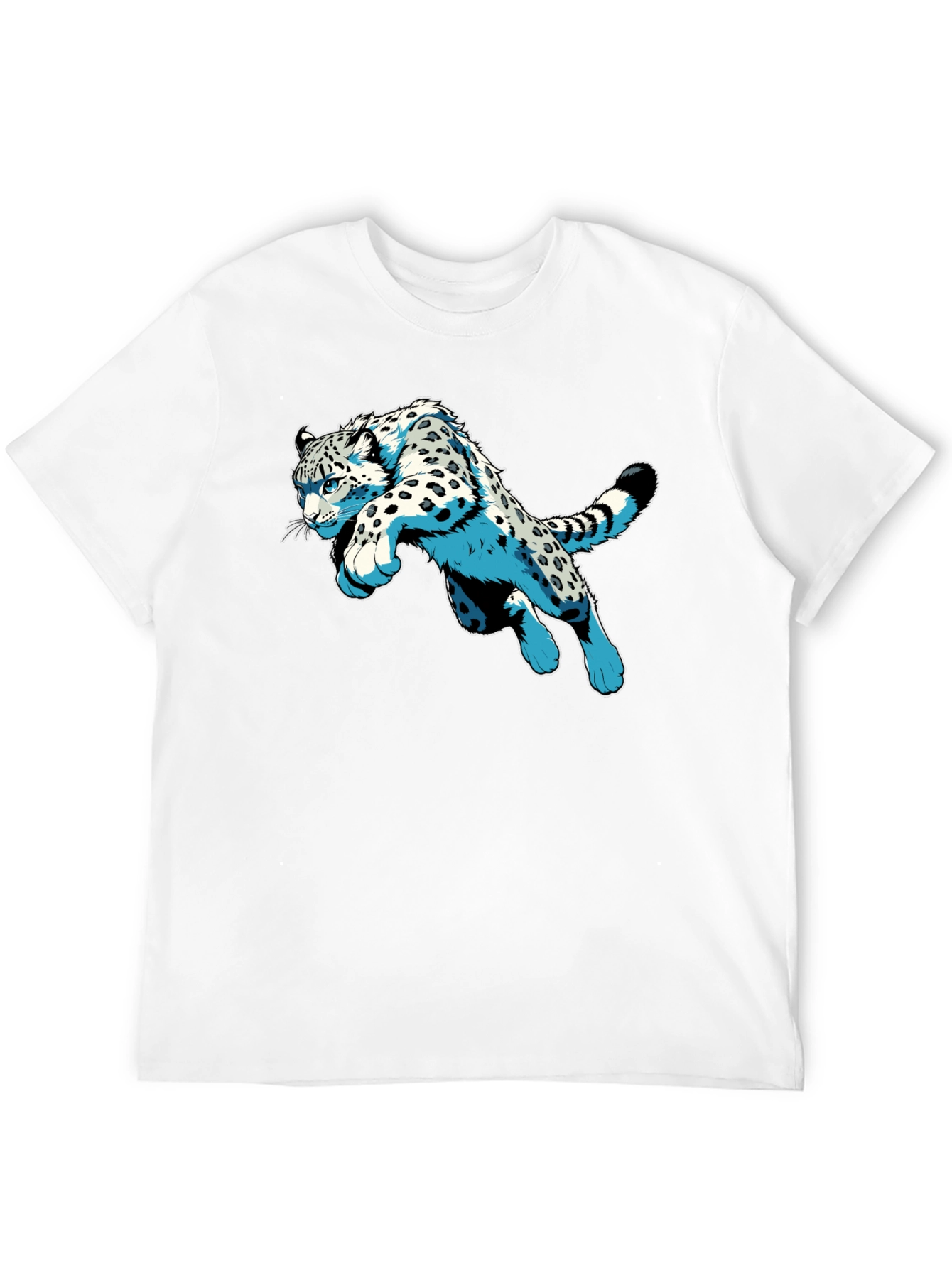 Snow Leopard Graphic Print Black T-Shirt