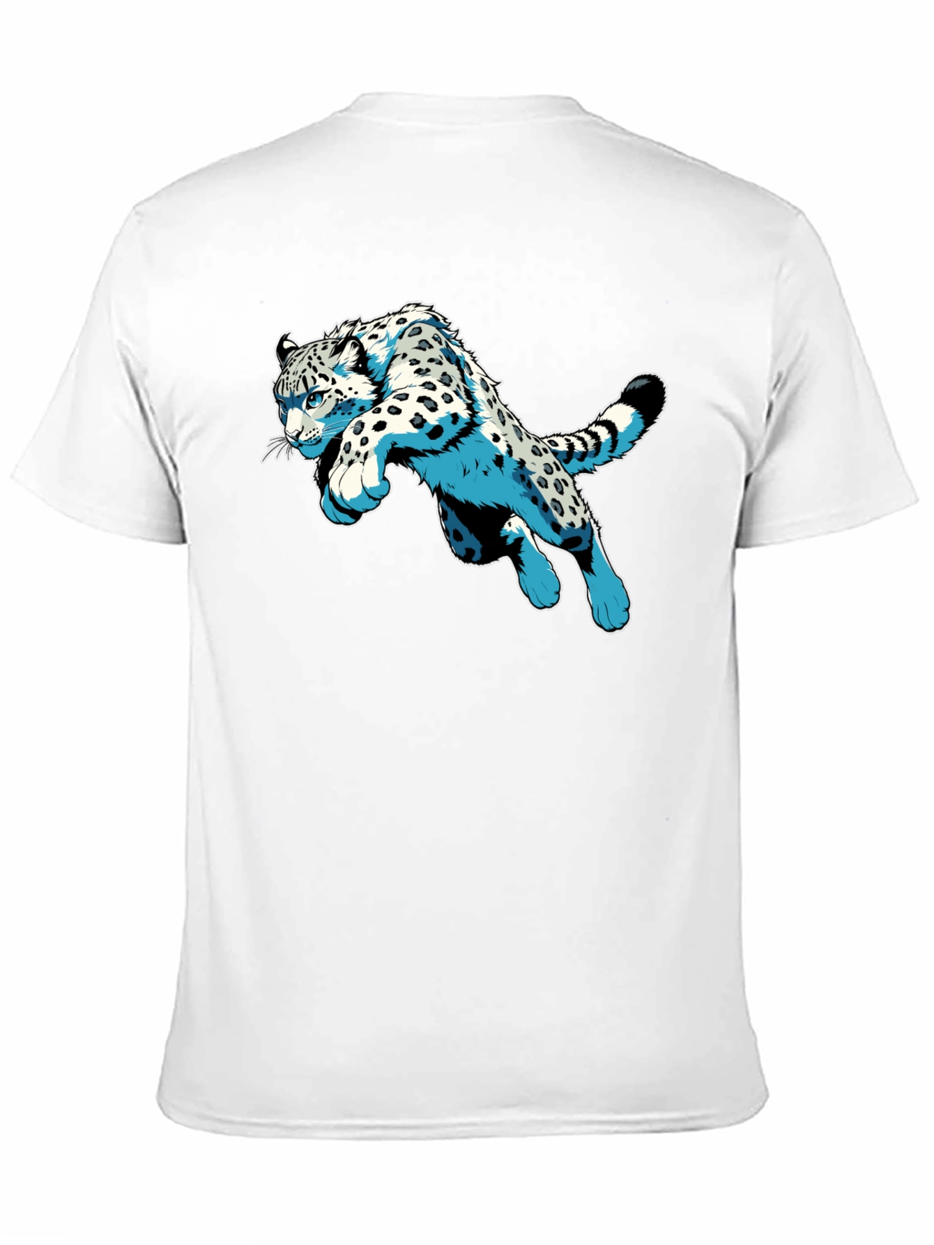 Snow Leopard Graphic Print Black T-Shirt