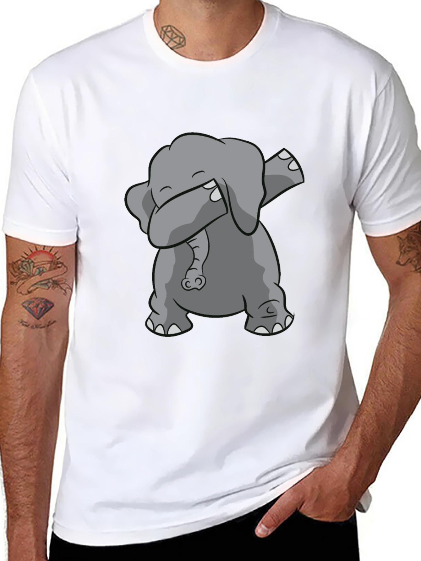 Dabbing Elephant Black Graphic Tee