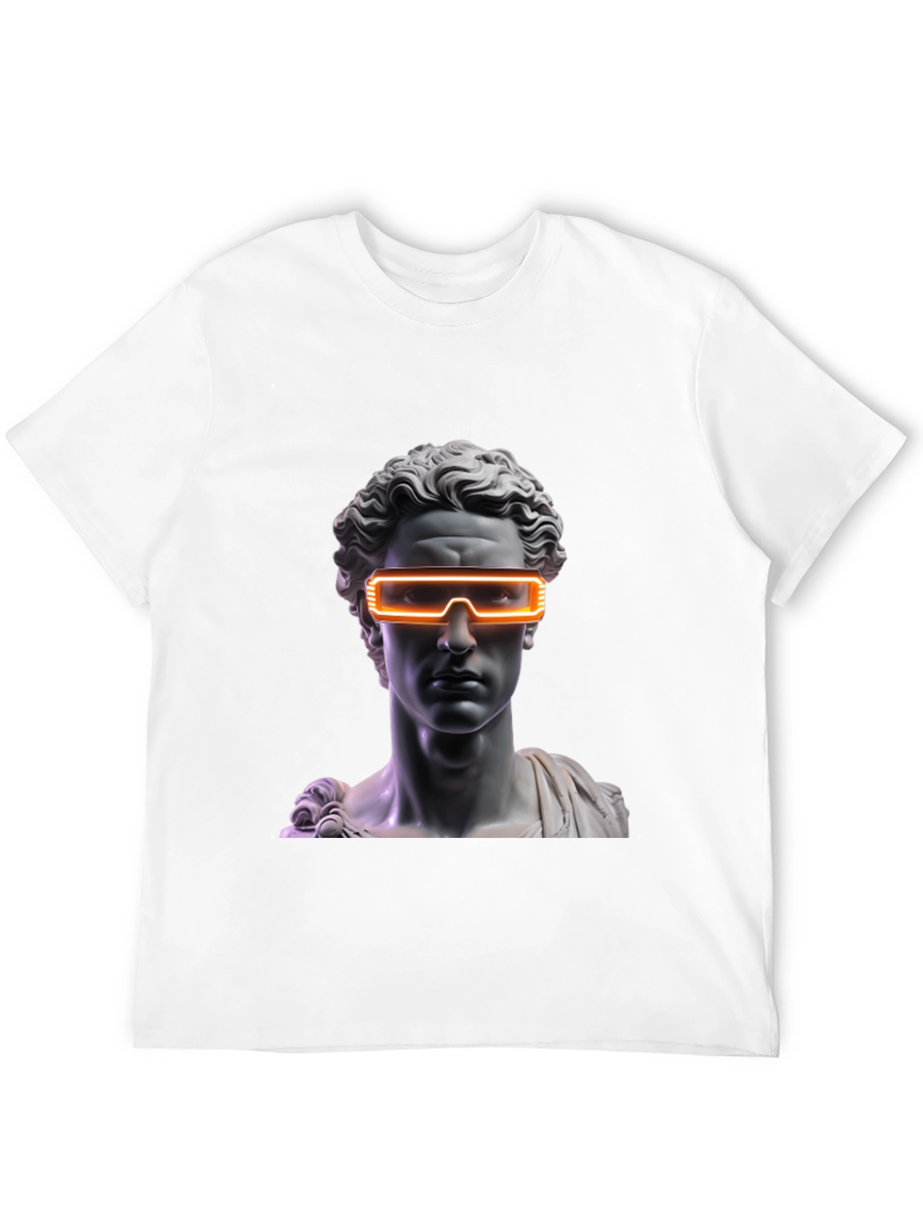 Neon Statue Graphic Tee - Modern Art T-Shirt