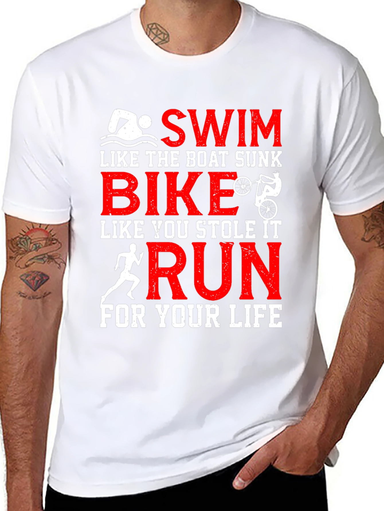 Swim Bike Run T-Shirt - Triathlon Funny Tee