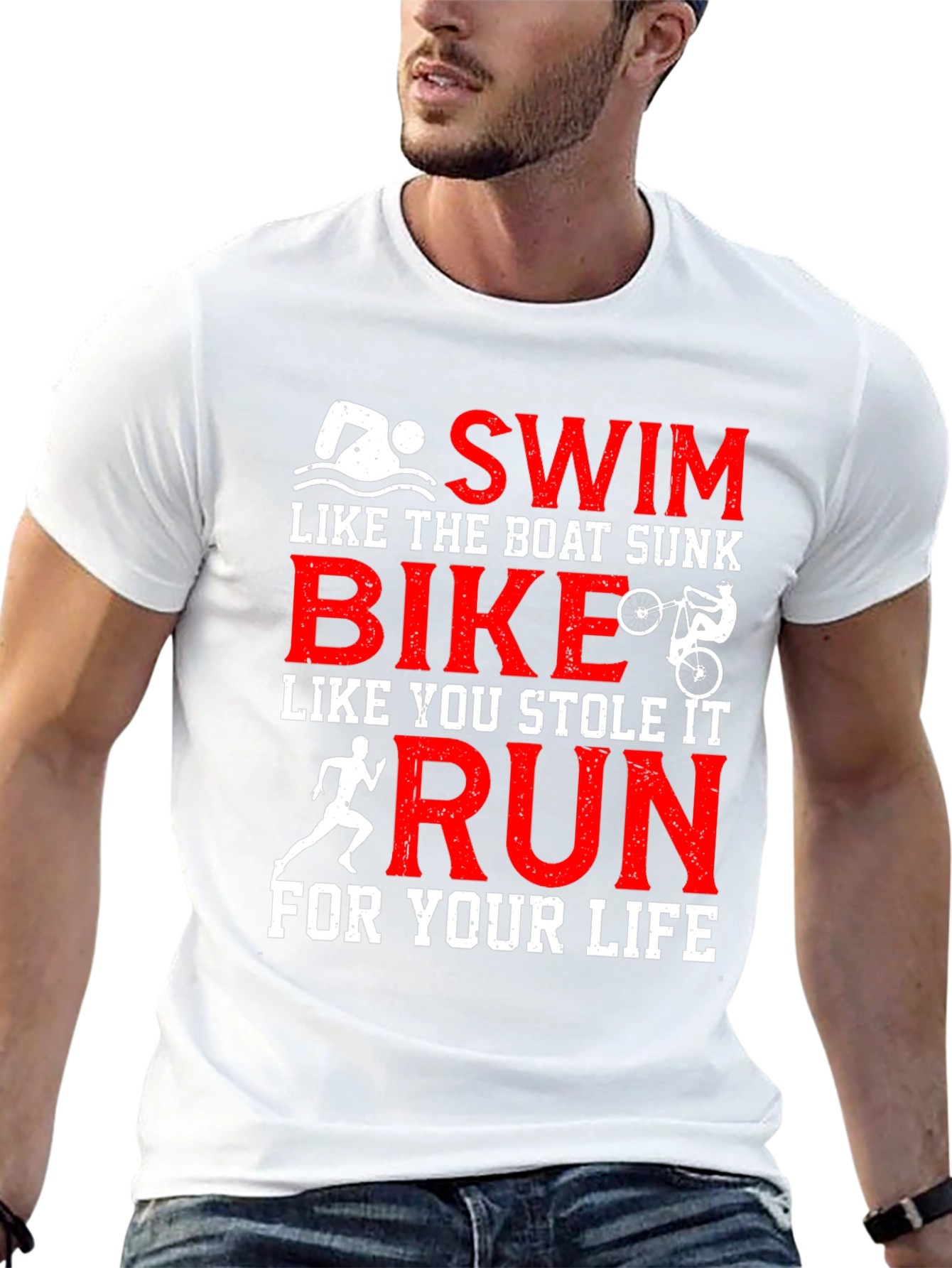 Swim Bike Run T-Shirt - Triathlon Funny Tee