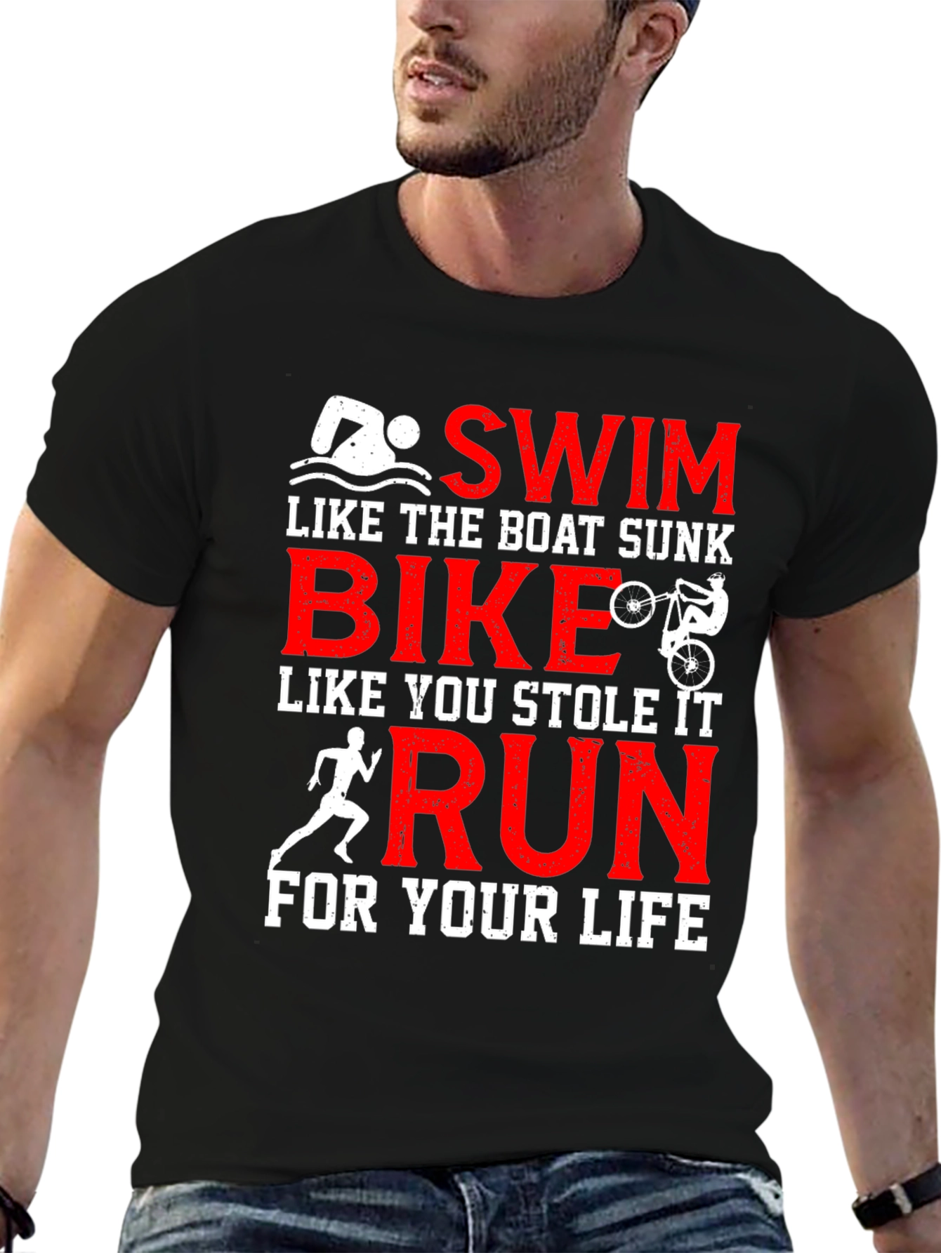 Swim Bike Run T-Shirt - Triathlon Funny Tee