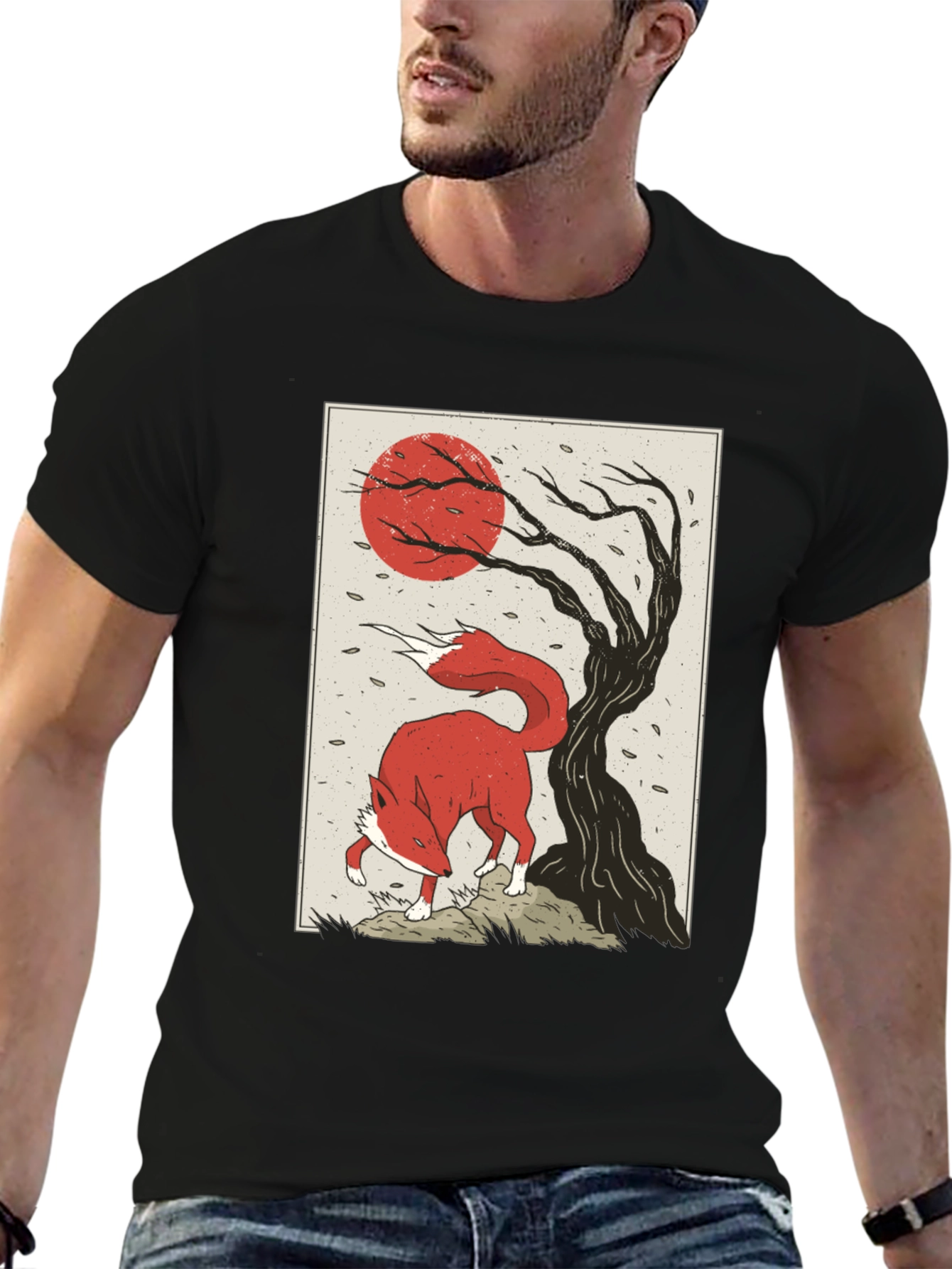 Fox & Moon Graphic Tee - Nature Inspired Design