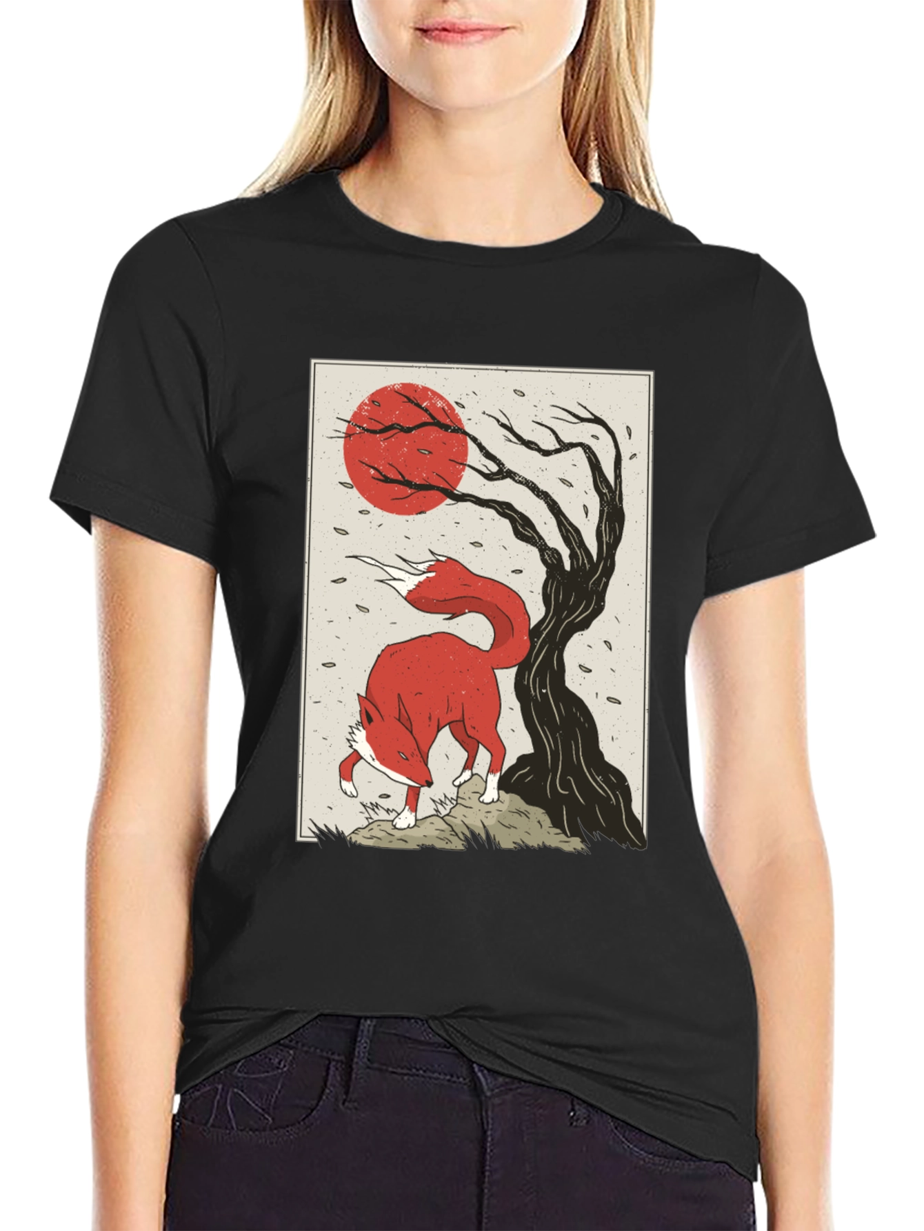 Fox & Moon Graphic Tee - Nature Inspired Design