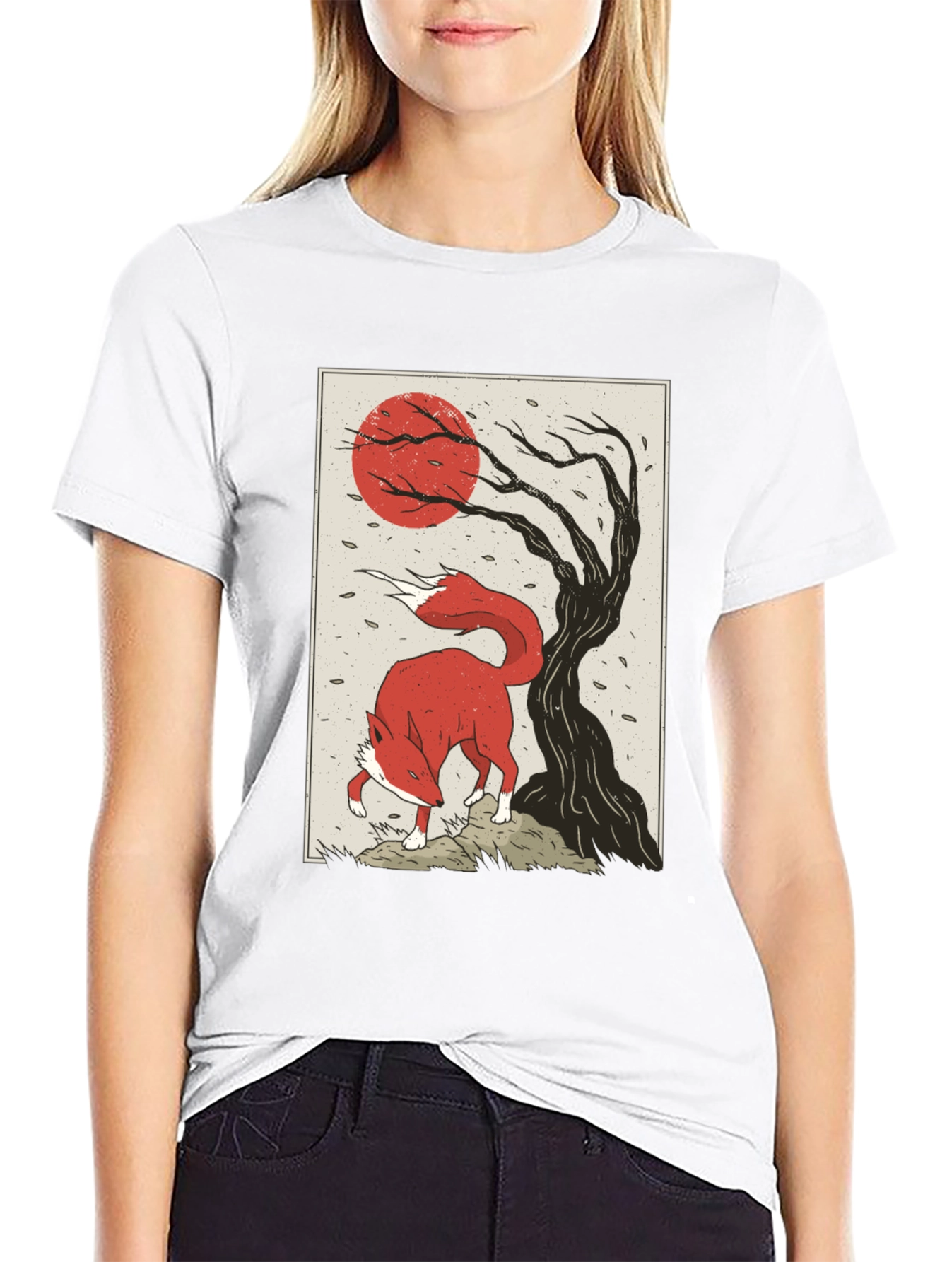 Fox & Moon Graphic Tee - Nature Inspired Design