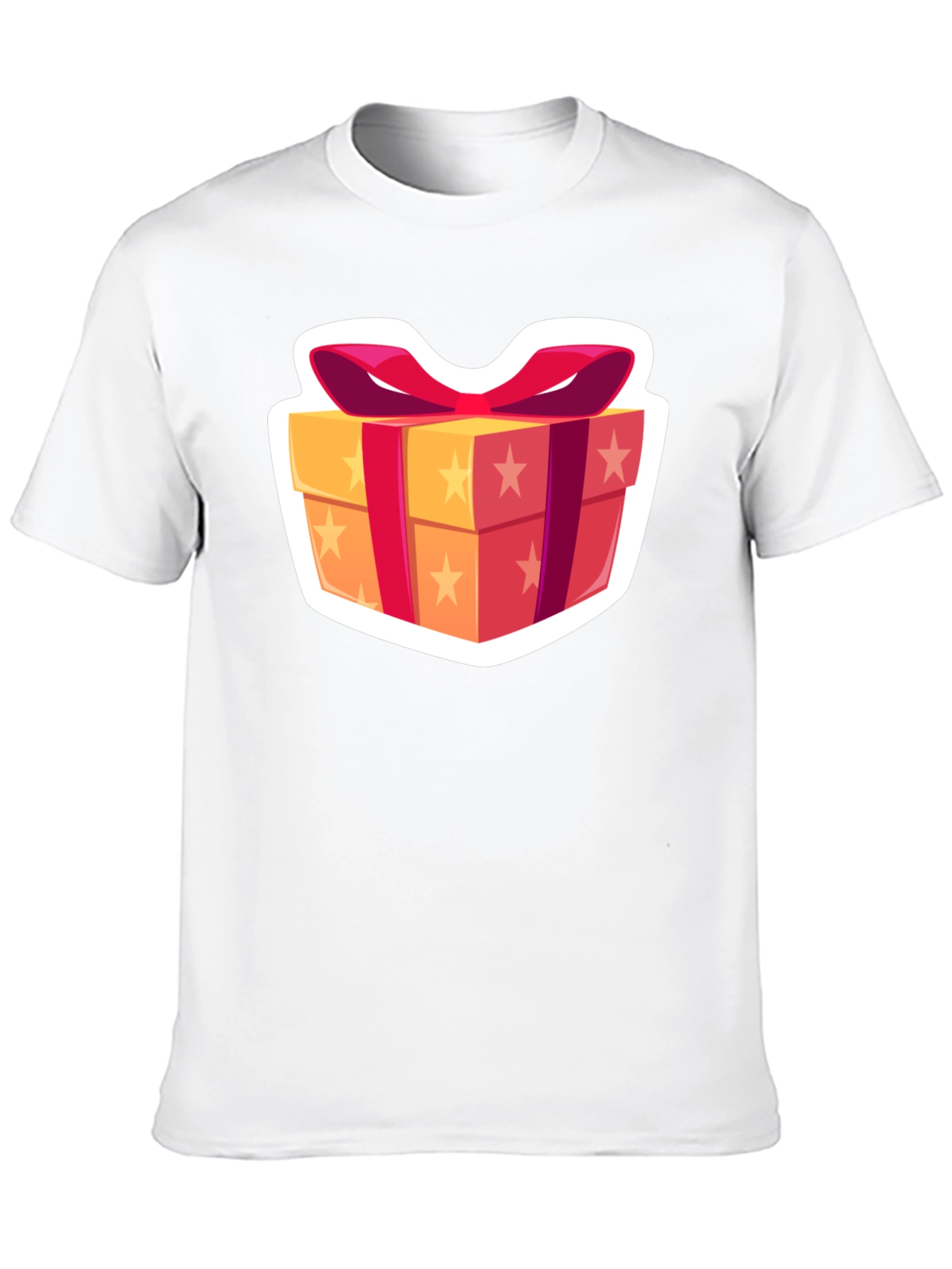 Festive Gift Box Graphic Tee - Black Cotton