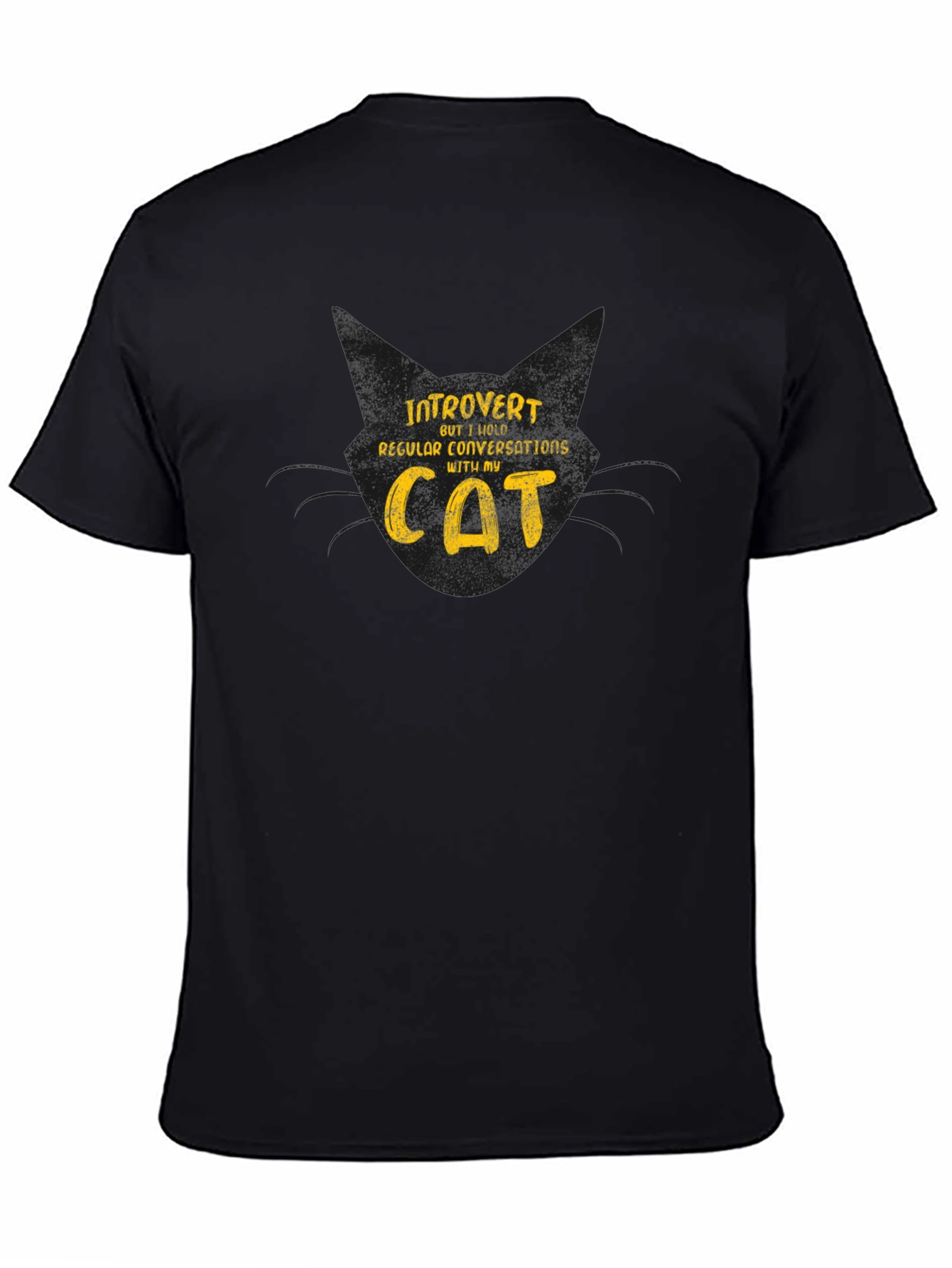 Introvert Cat Lover Graphic T-Shirt - Black