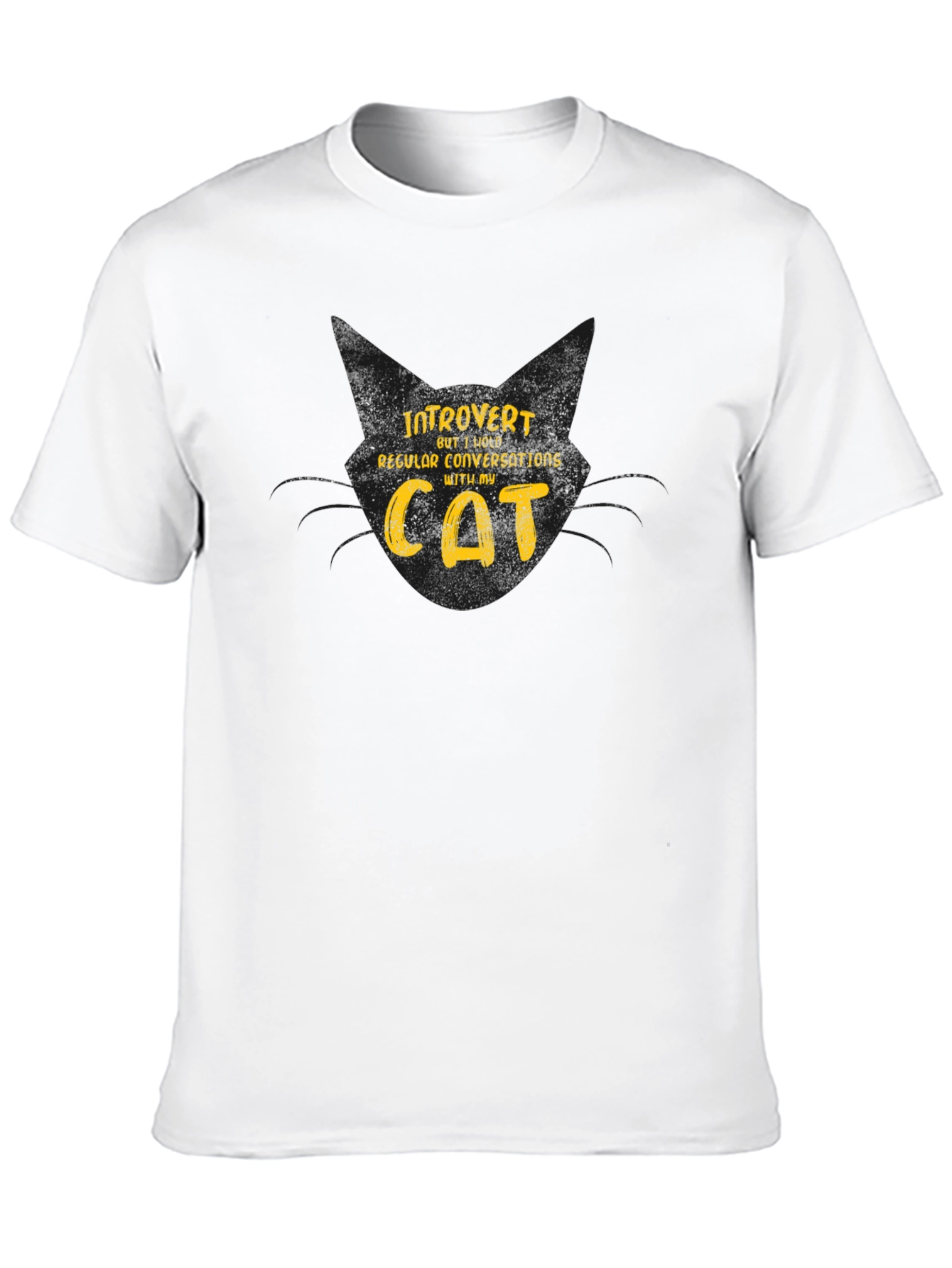 Introvert Cat Lover Graphic T-Shirt - Black