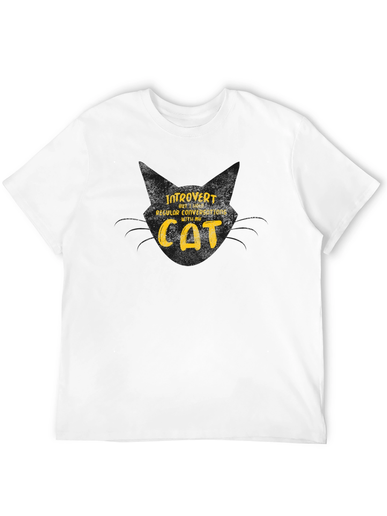 Introvert Cat Lover Graphic T-Shirt - Black