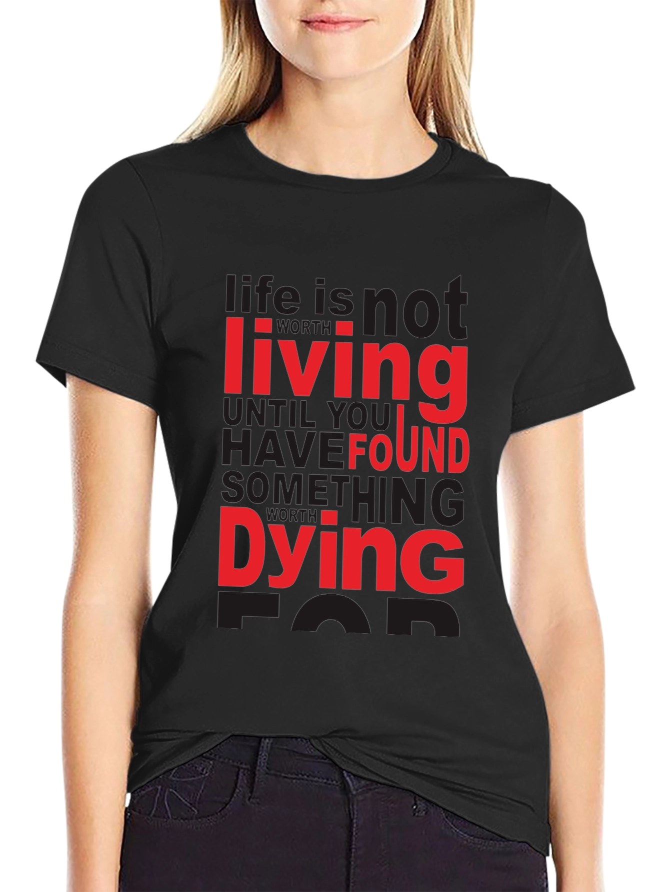 Life Quote Graphic Tee - Black Cotton T-Shirt