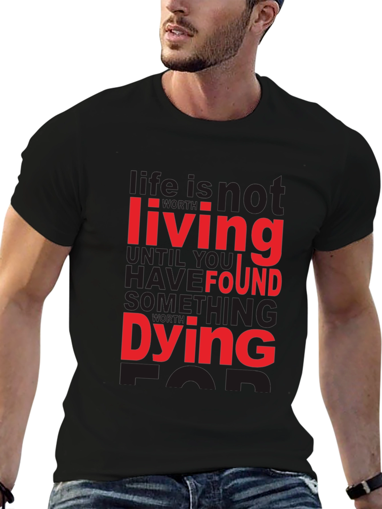 Life Quote Graphic Tee - Black Cotton T-Shirt