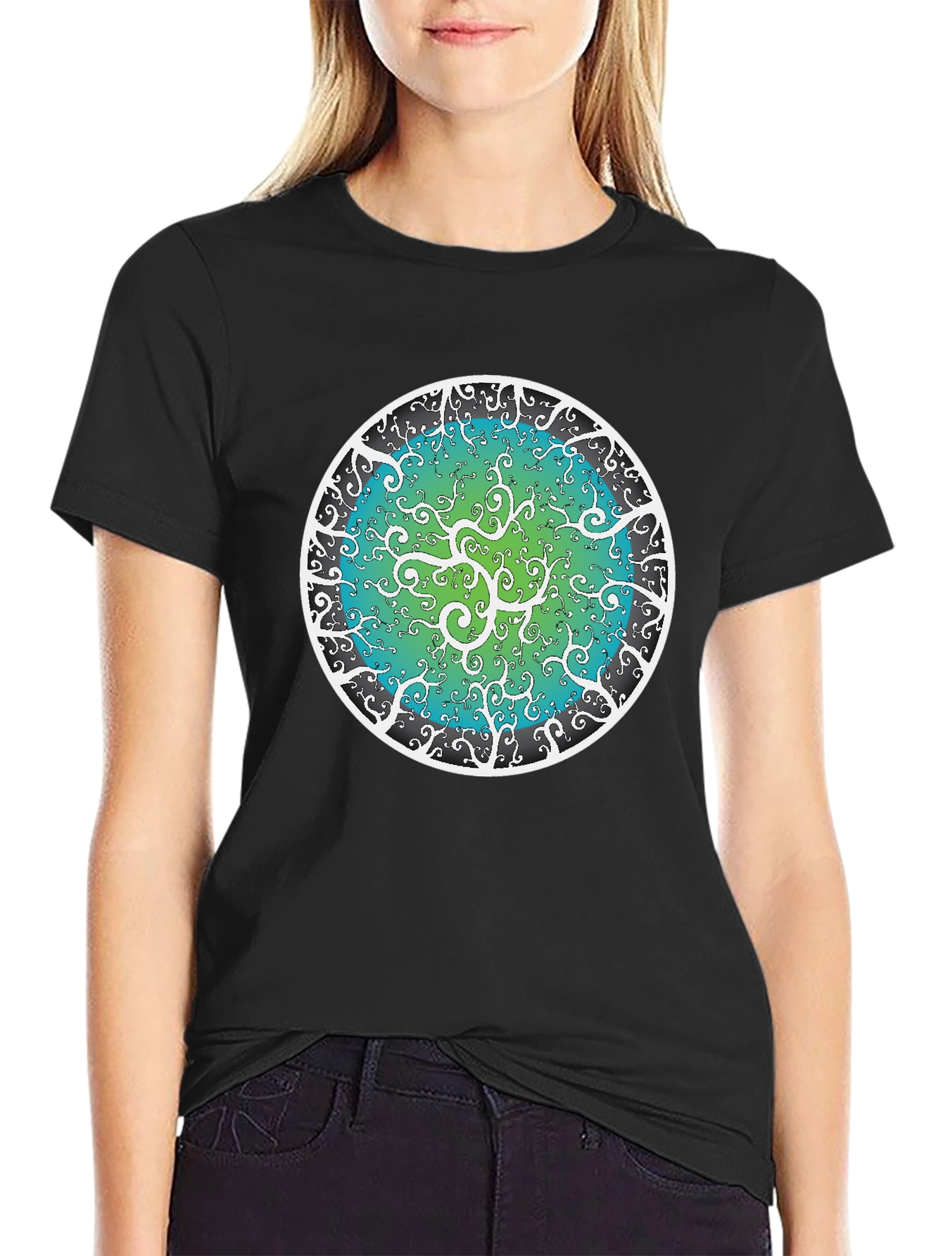 Cosmic Mandala Black T-Shirt