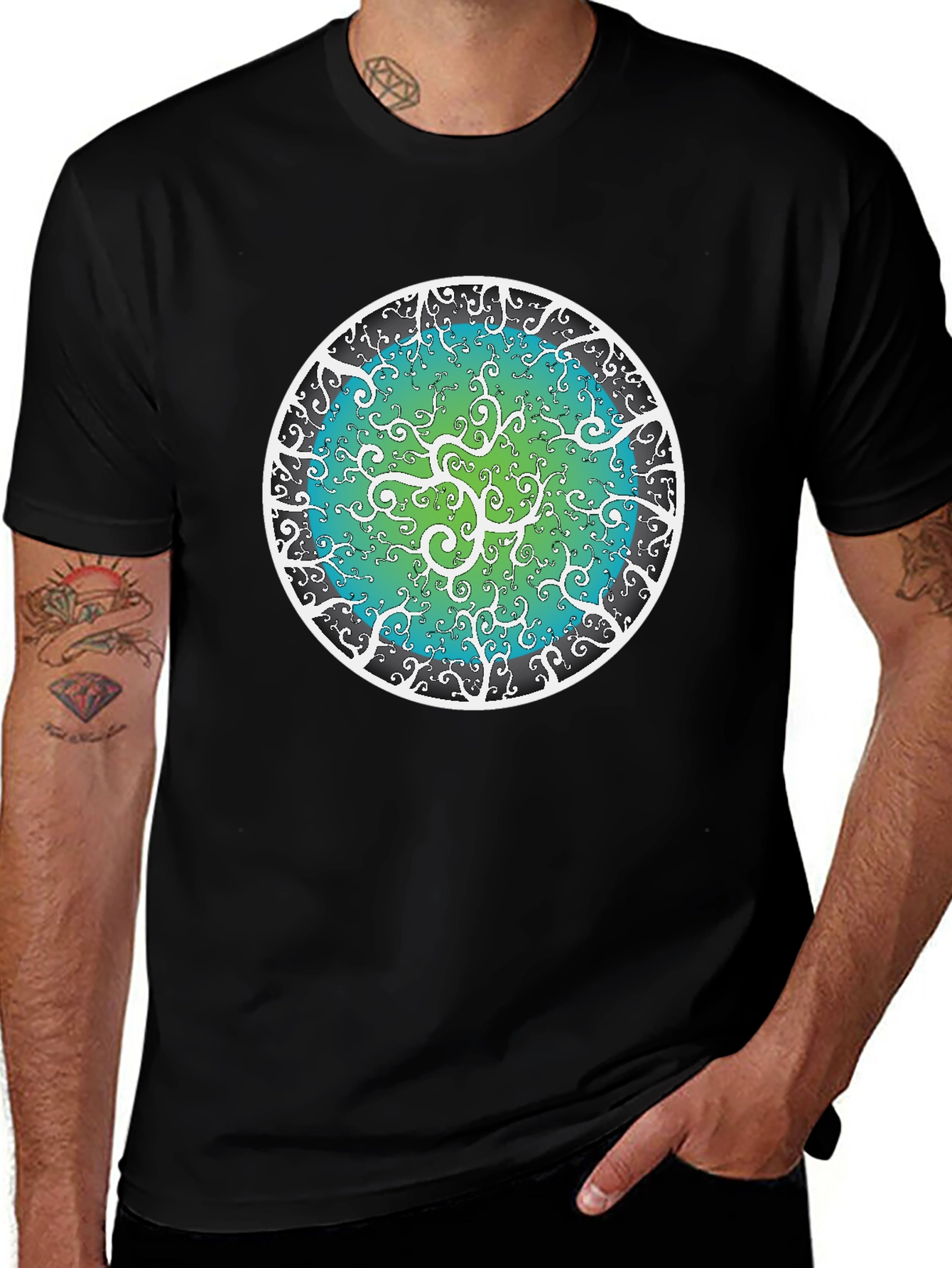 Cosmic Mandala Black T-Shirt