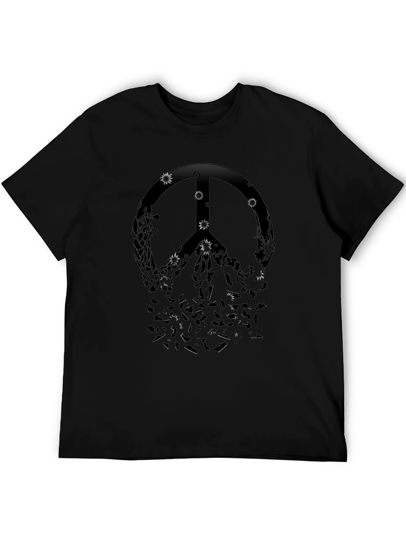 Edgy Peace Sign Graphic Tee - Black