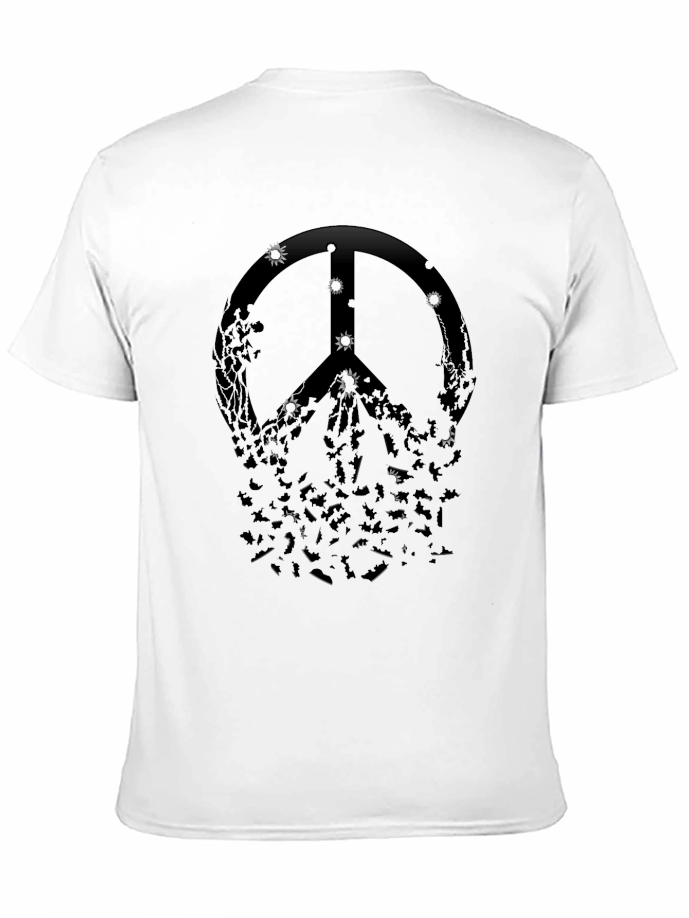 Edgy Peace Sign Graphic Tee - Black